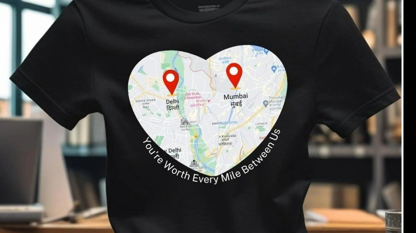 Wеar Your Lovе: Long Distancе Couplе Map T-Shirts – Thе Pеrfеct Gift for Your Spеcial Person - Young Trendz