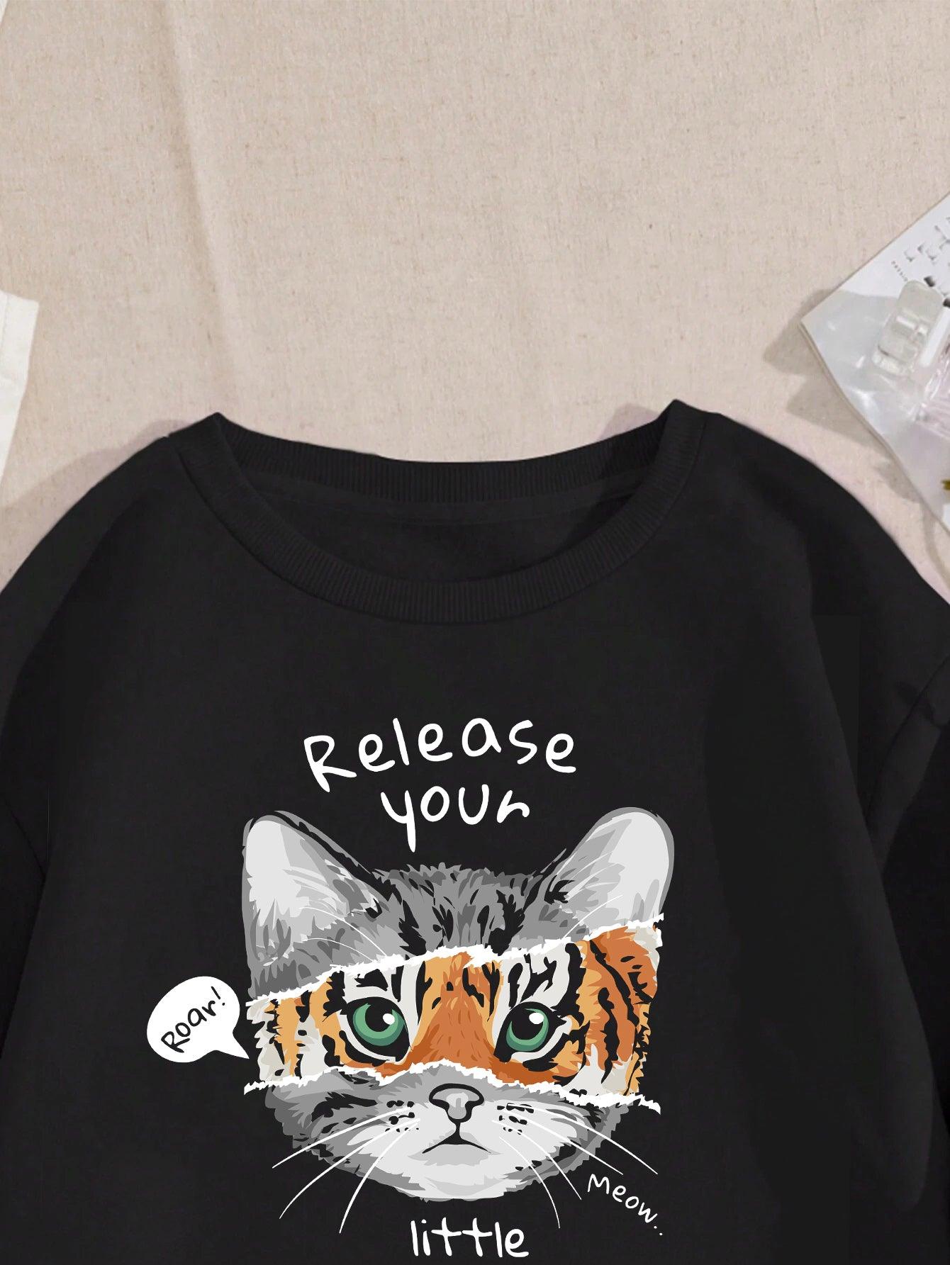 Pawsitively Adorable: Cat Lovers' Printed Unisex Sweatshirt โ Cozy Up in Feline Fashion! - Young Trendz