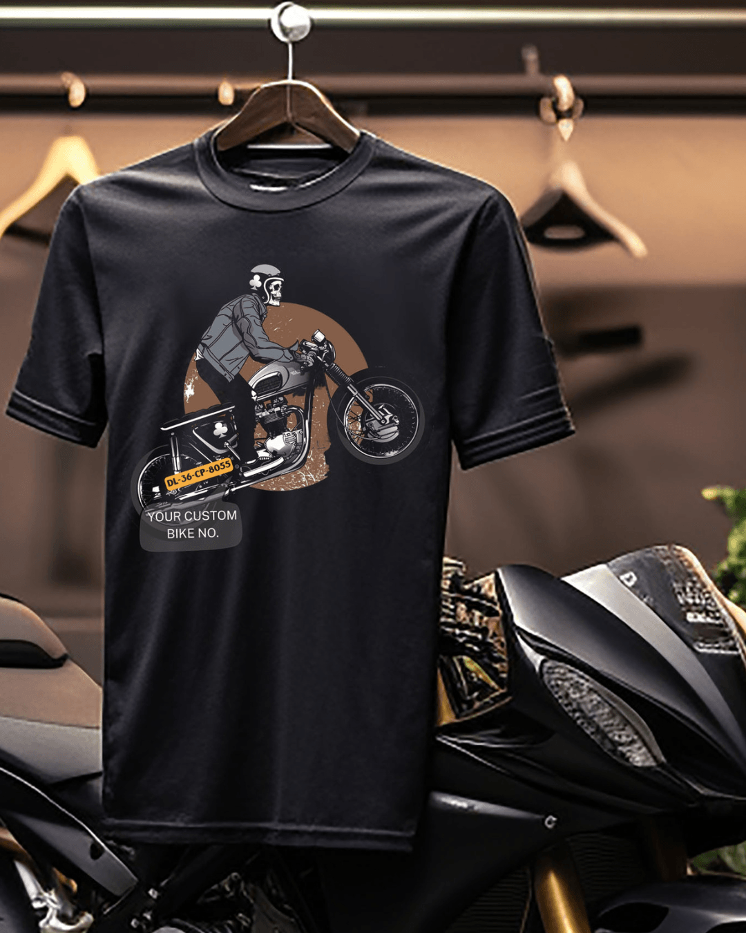 Rider's Pride: High-Quality Biker T-Shirts with Custom Number Plate - Young Trendz