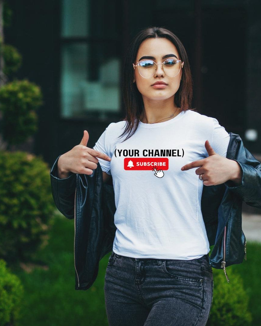 Custom 'Subscribe' T-Shirt with Your YouTube Channel Name - Young Trendz