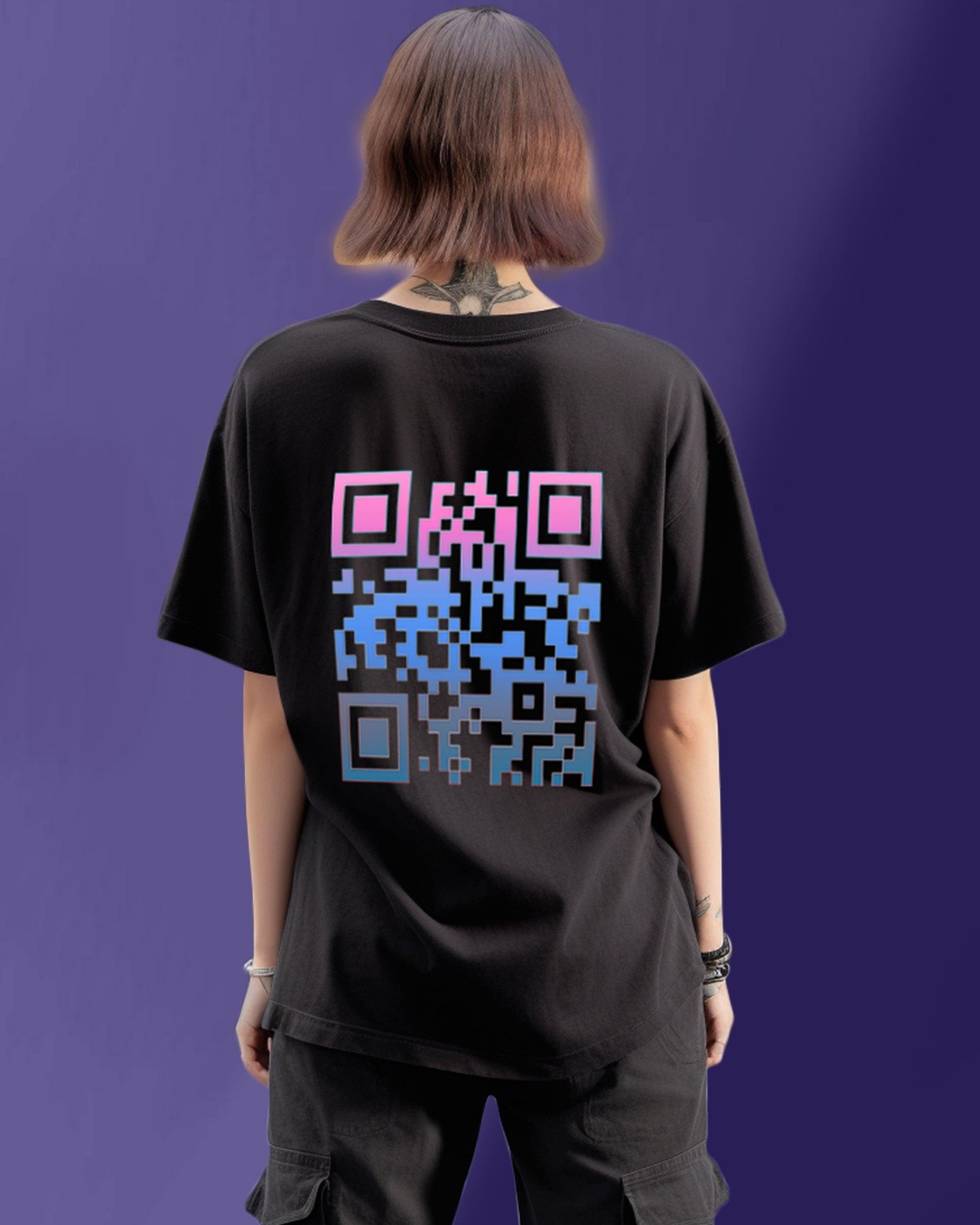 Custom OR-CODE OverSized T-Shirt & Swatshirt - Personalized QR Code Tees & Sweatshirt - Young Trendz