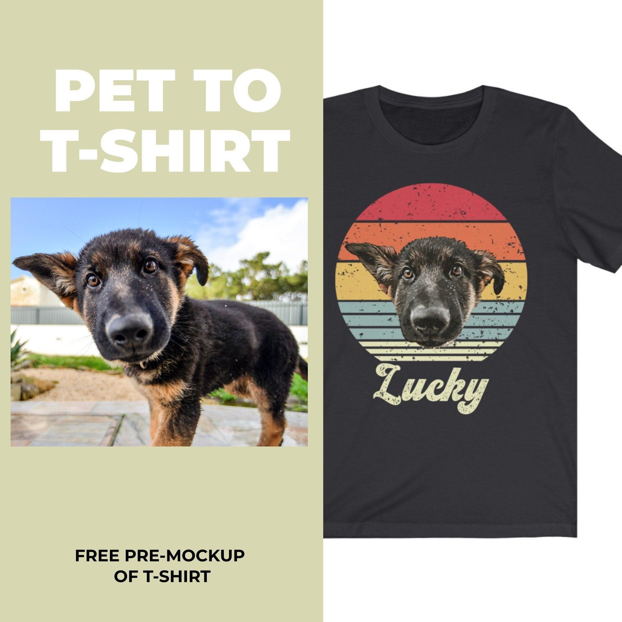 Custom Dog/Cat Tshirt Vintage, Retro T-shirt with your Pet's Photo & Name - Young Trendz