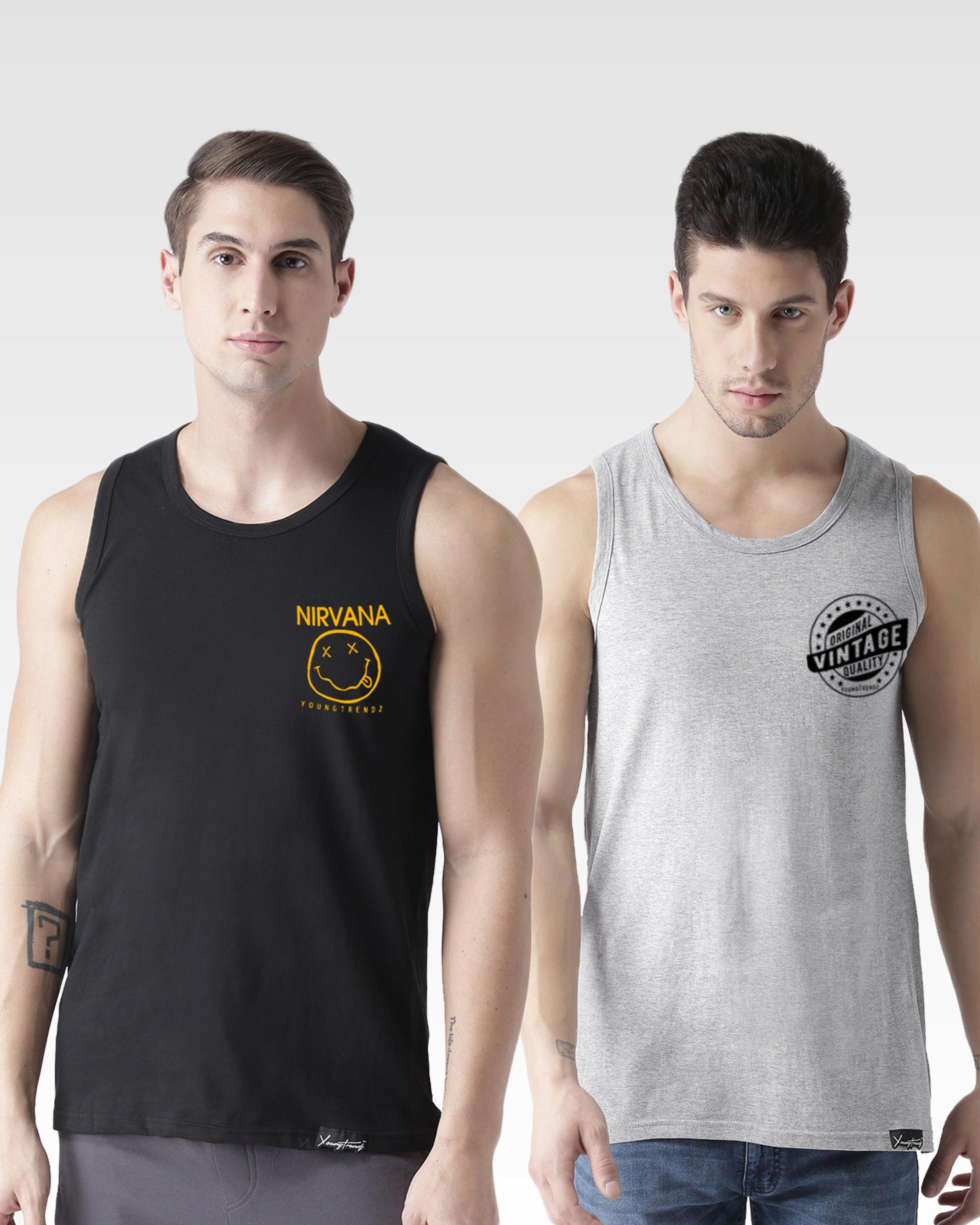 Mens Printed Sleeveless Combo Tshirt - Young Trendz