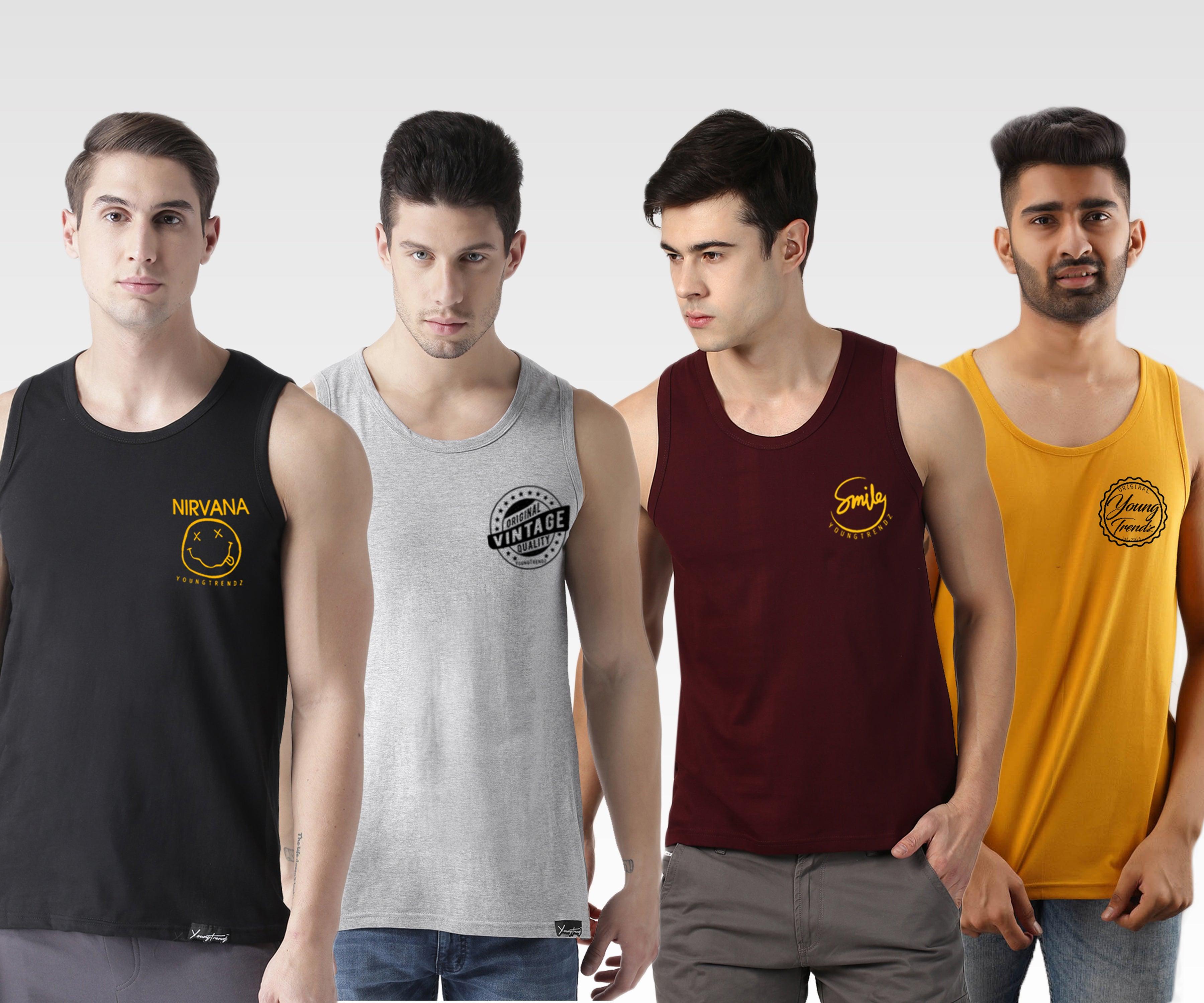 Mens Printed Sleeveless Combo Tshirt - Young Trendz