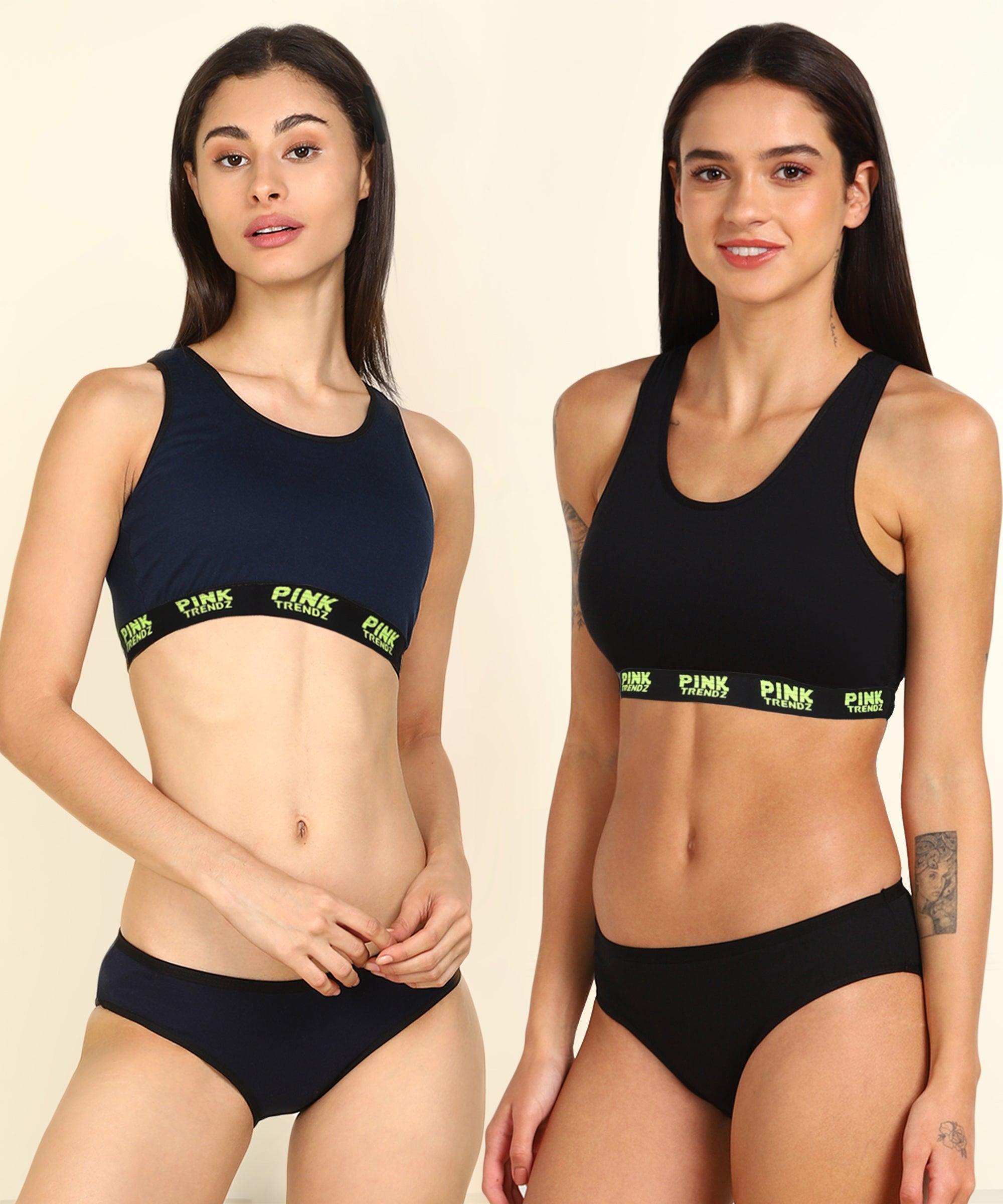 Womens Pink Trendz Sports Bar Bikini Combo lingerie Set - Young Trendz