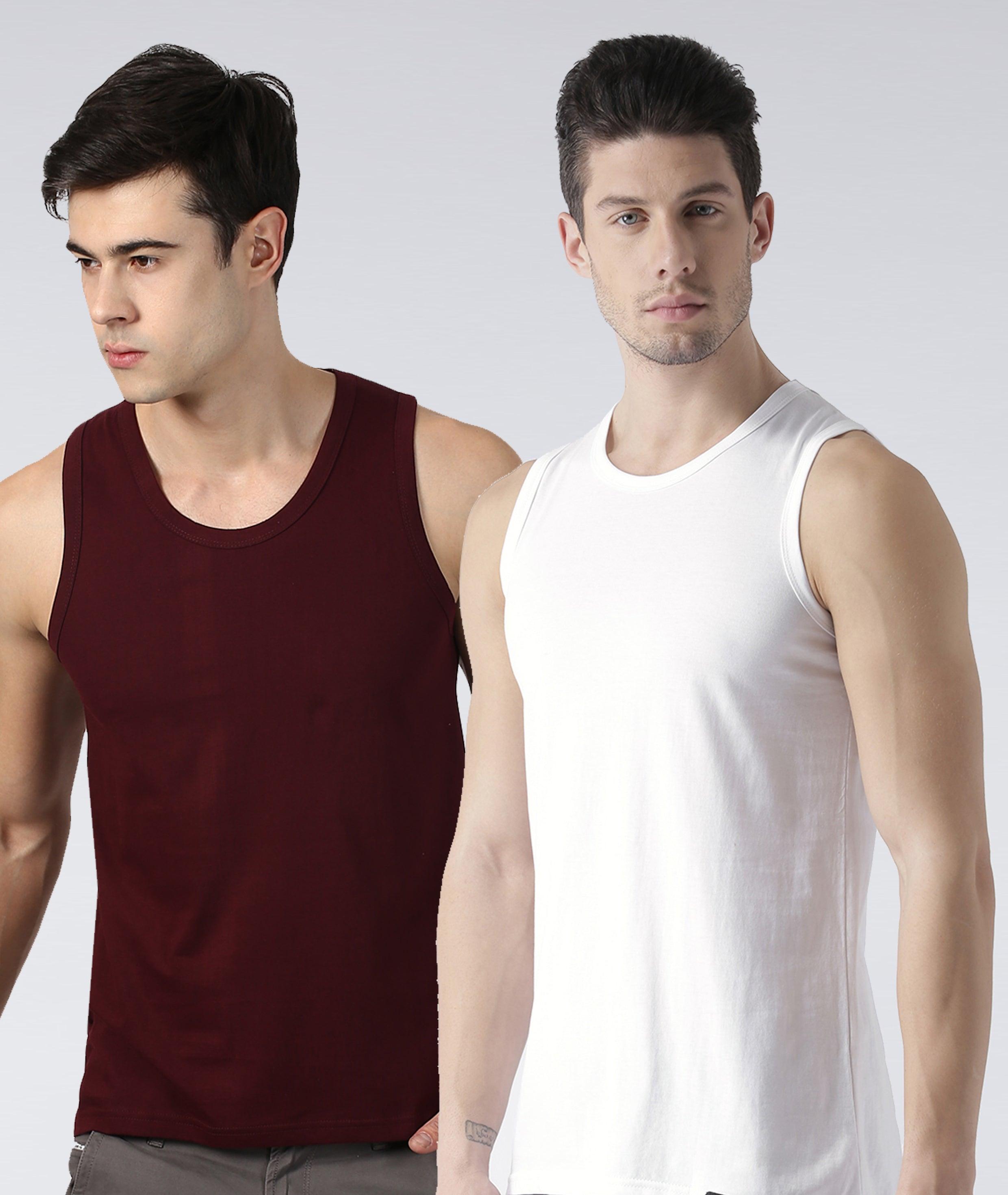 Mens Plain Sleeveless Combo Tshirt - Young Trendz