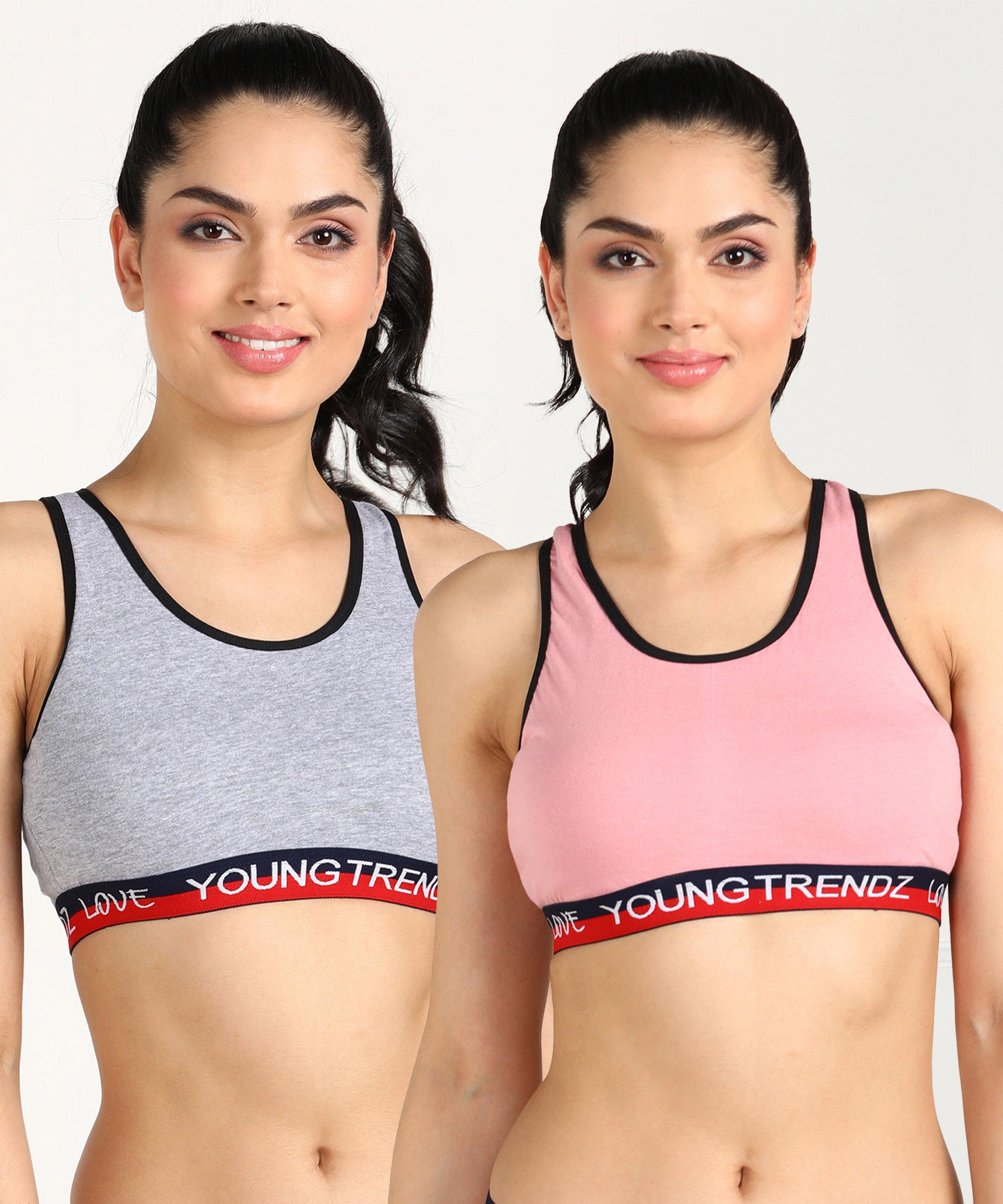 Womens Non Padded Love Elastic Combo Sports Bra - Young Trendz