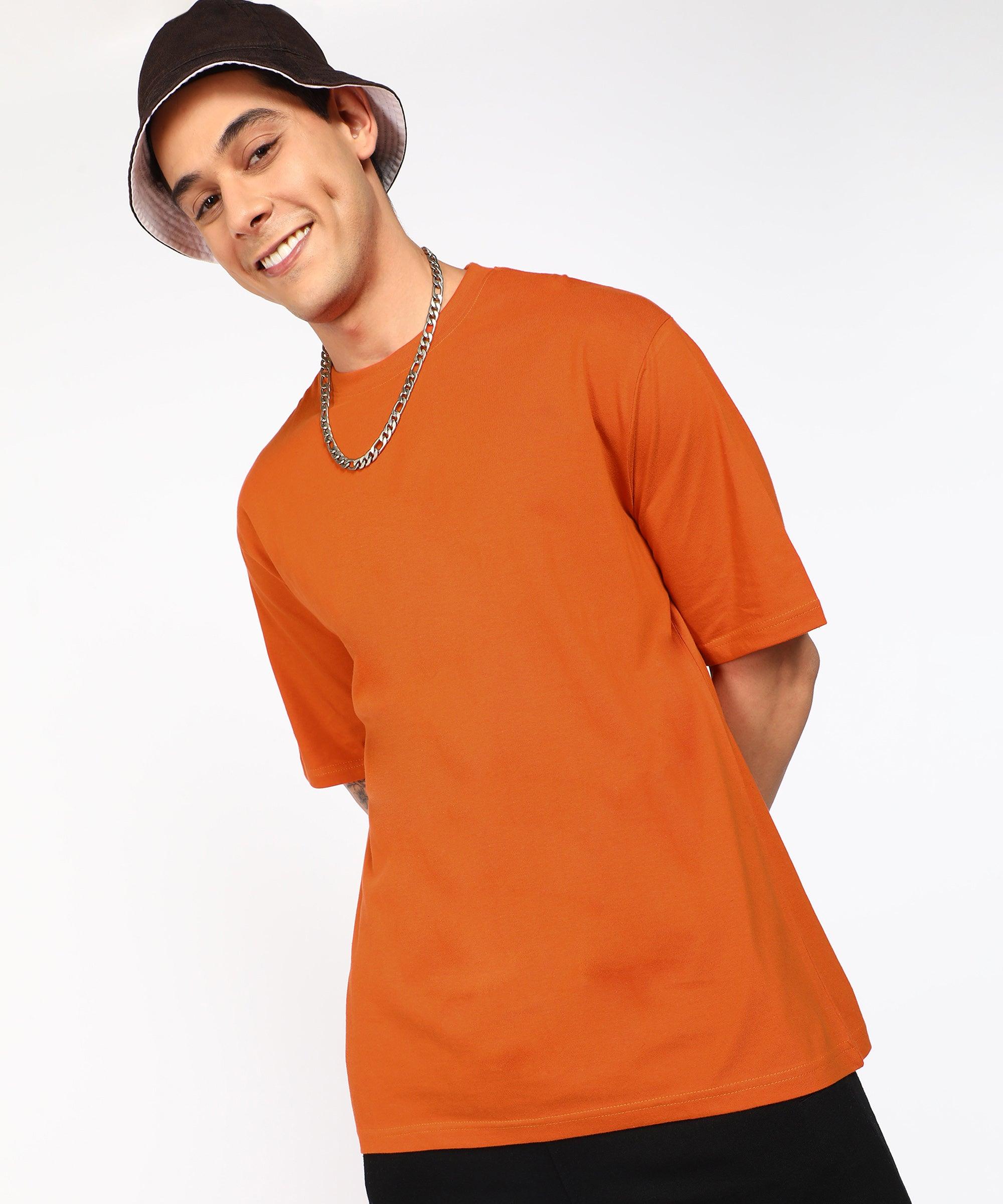 Solid Mens Oversize Tshirt Solid Men Round Neck Rustic Brown T-Shirt - Young Trendz