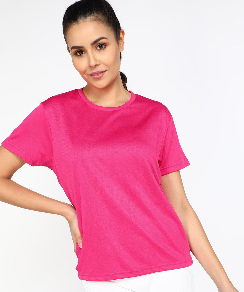 Womens Dry-Fit Sports T.shirt (Pink) - Young Trendz