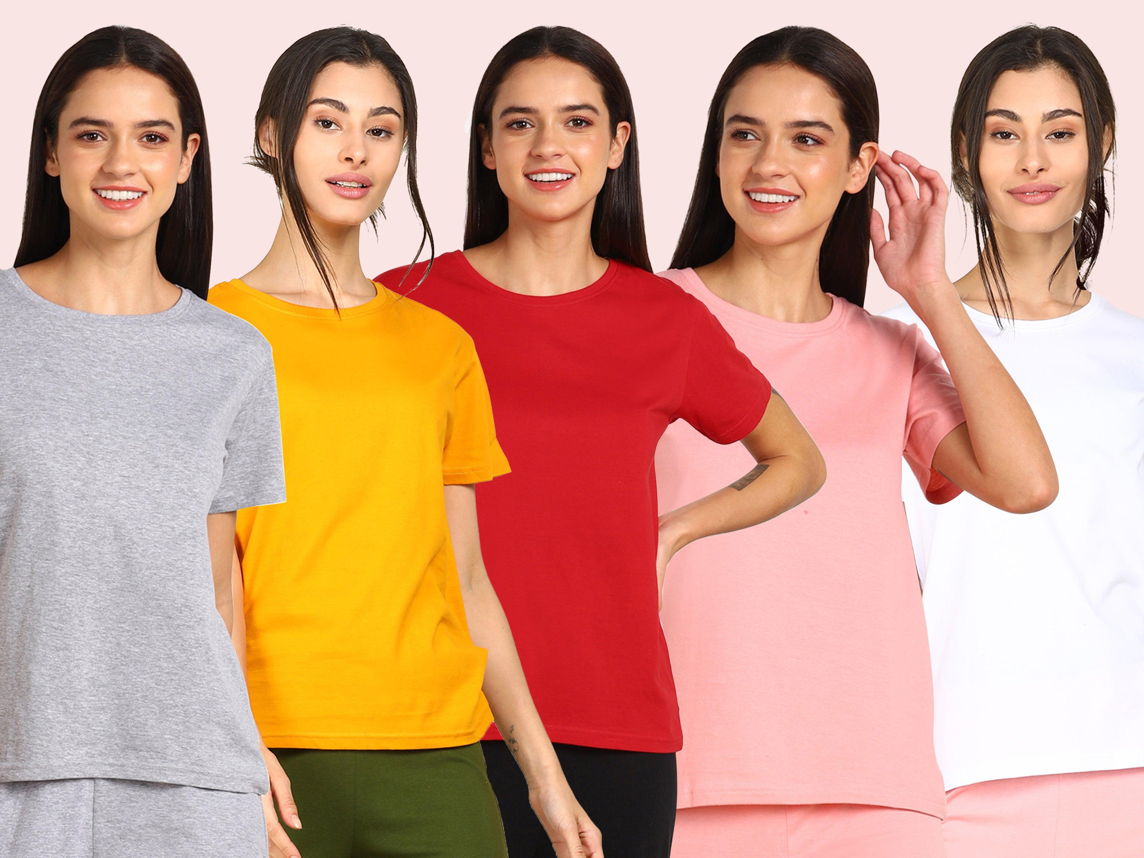 Young Trendz Womens Regular Fit Combo Solid Tshirt - Young Trendz