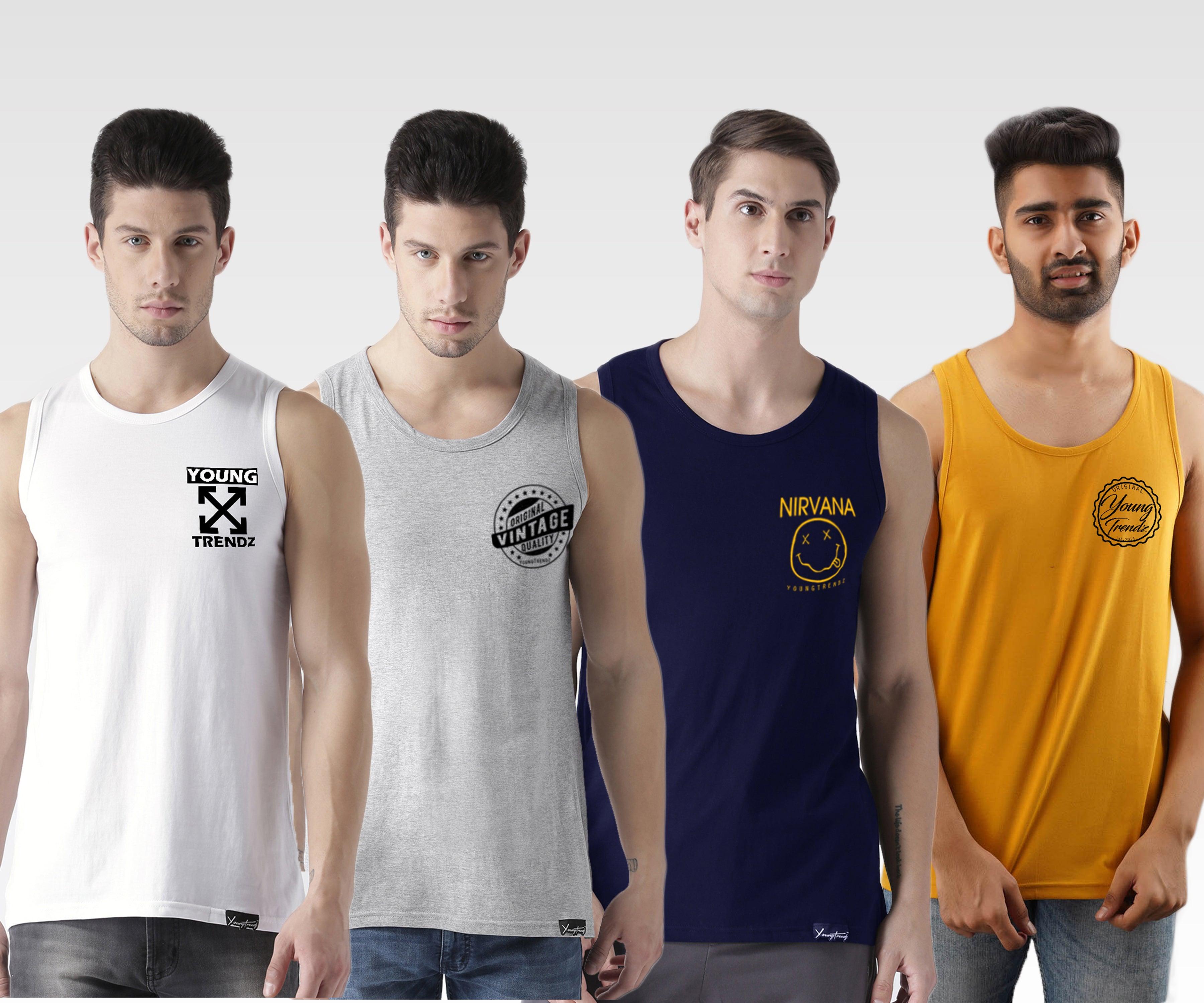 Mens Printed Sleeveless Combo Tshirt - Young Trendz