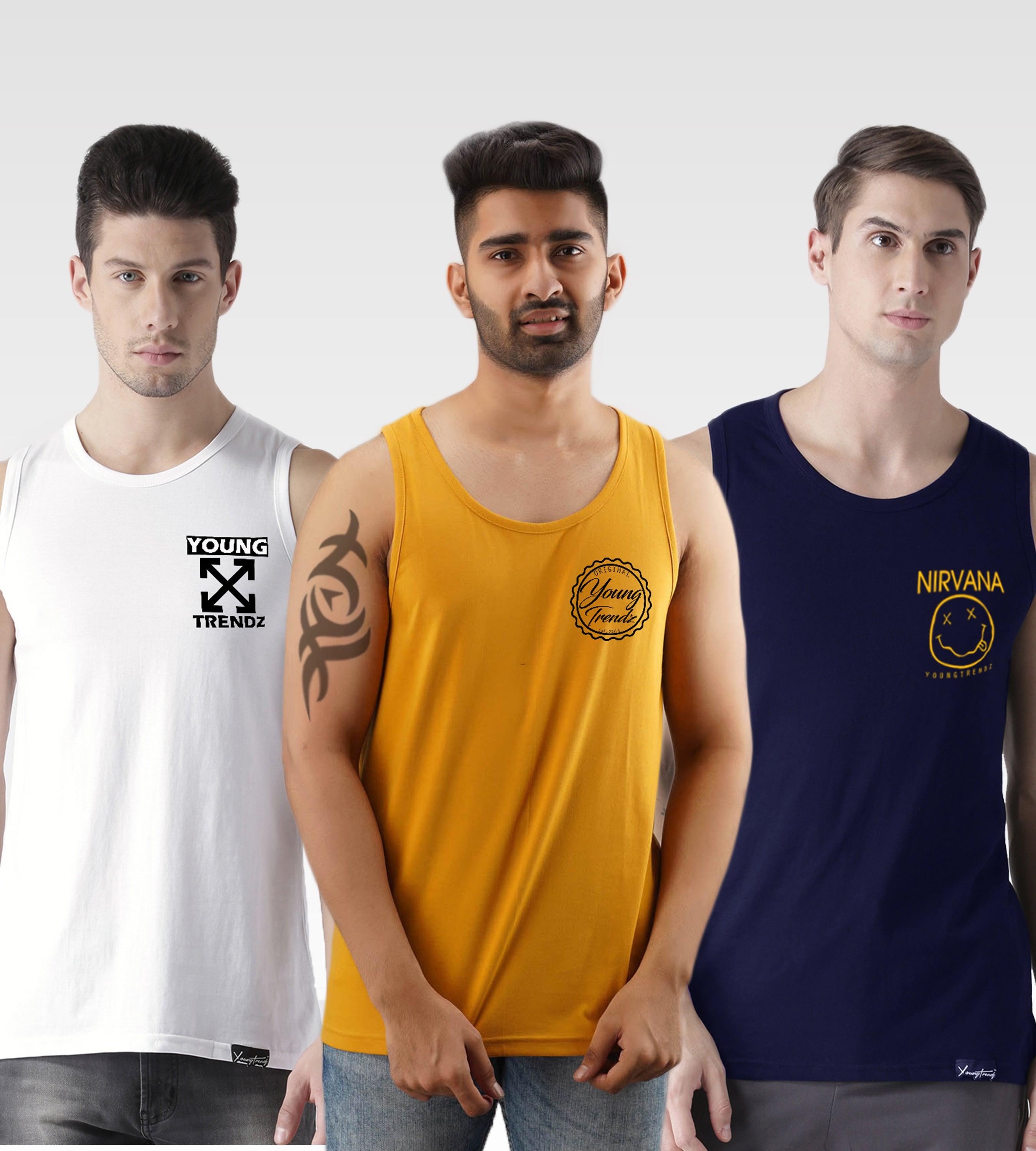 Mens Printed Sleeveless Combo Tshirt - Young Trendz