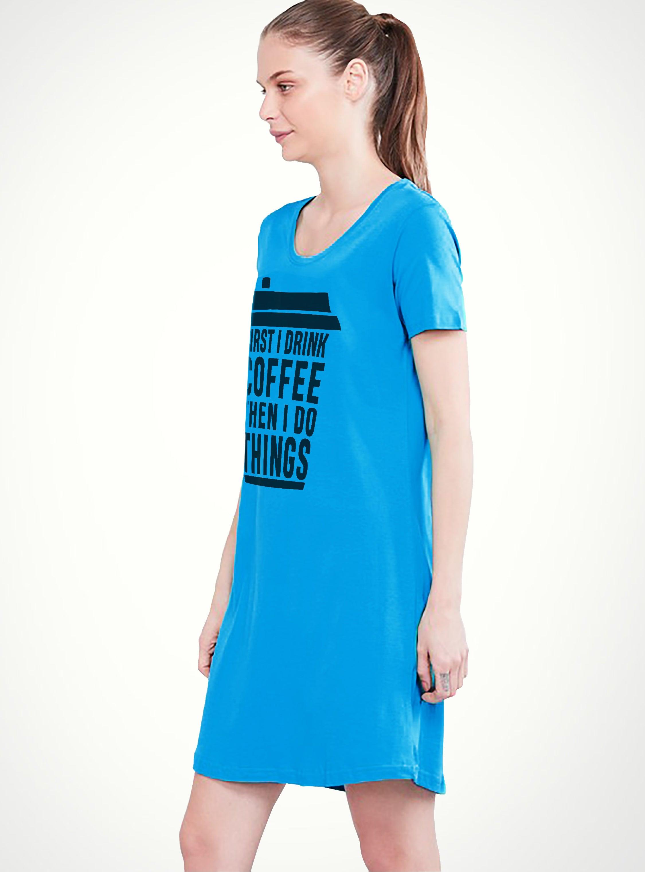 Womens Printed Half sleeve Night Dress - Young Trendz