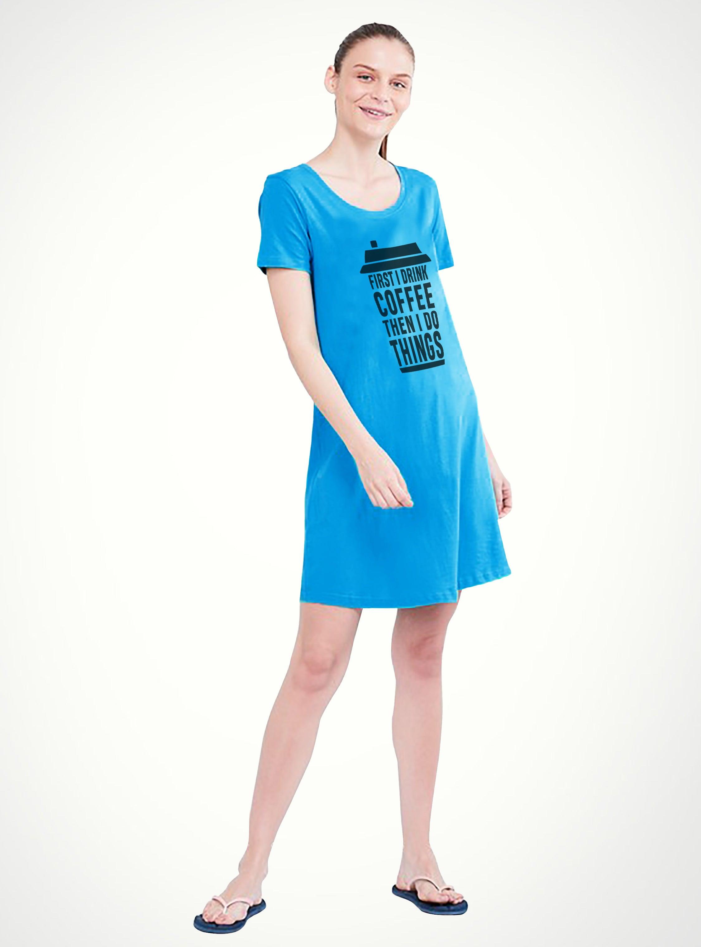 Womens Printed Half sleeve Night Dress - Young Trendz