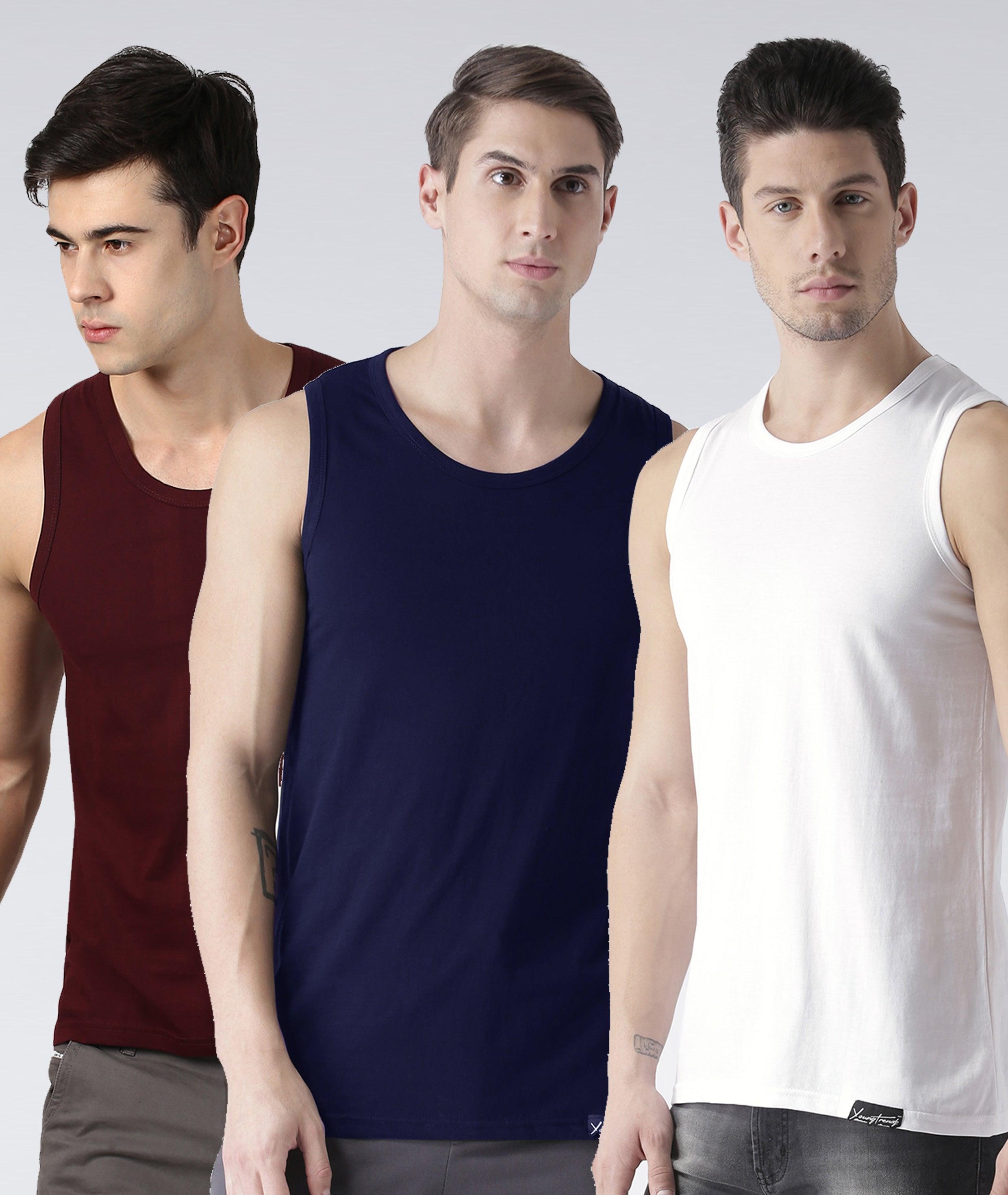 Mens Plain Sleeveless Combo Tshirt - Young Trendz