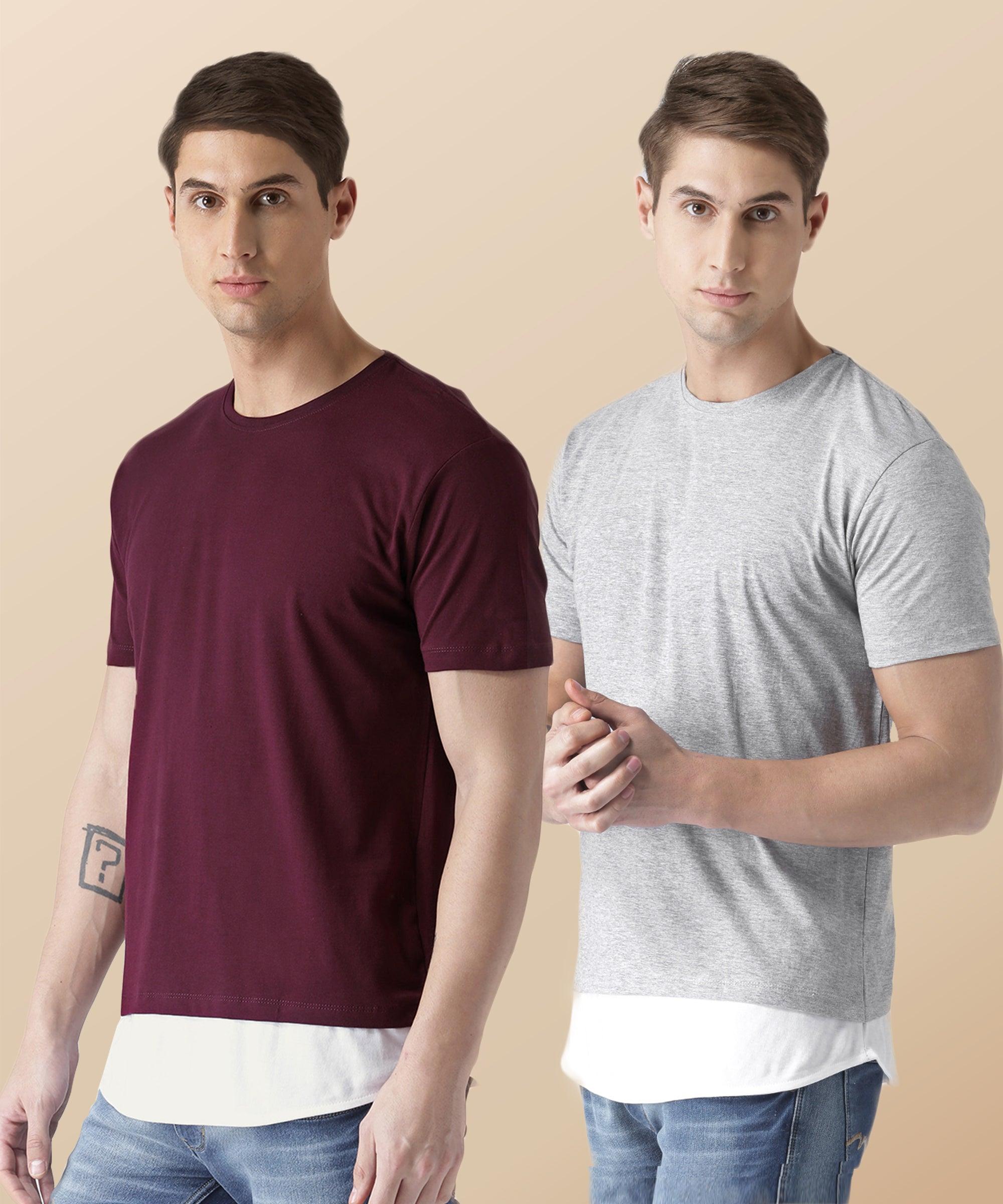 Mens Halfsleeve Layer Round hem Combo Tshirts - Young Trendz