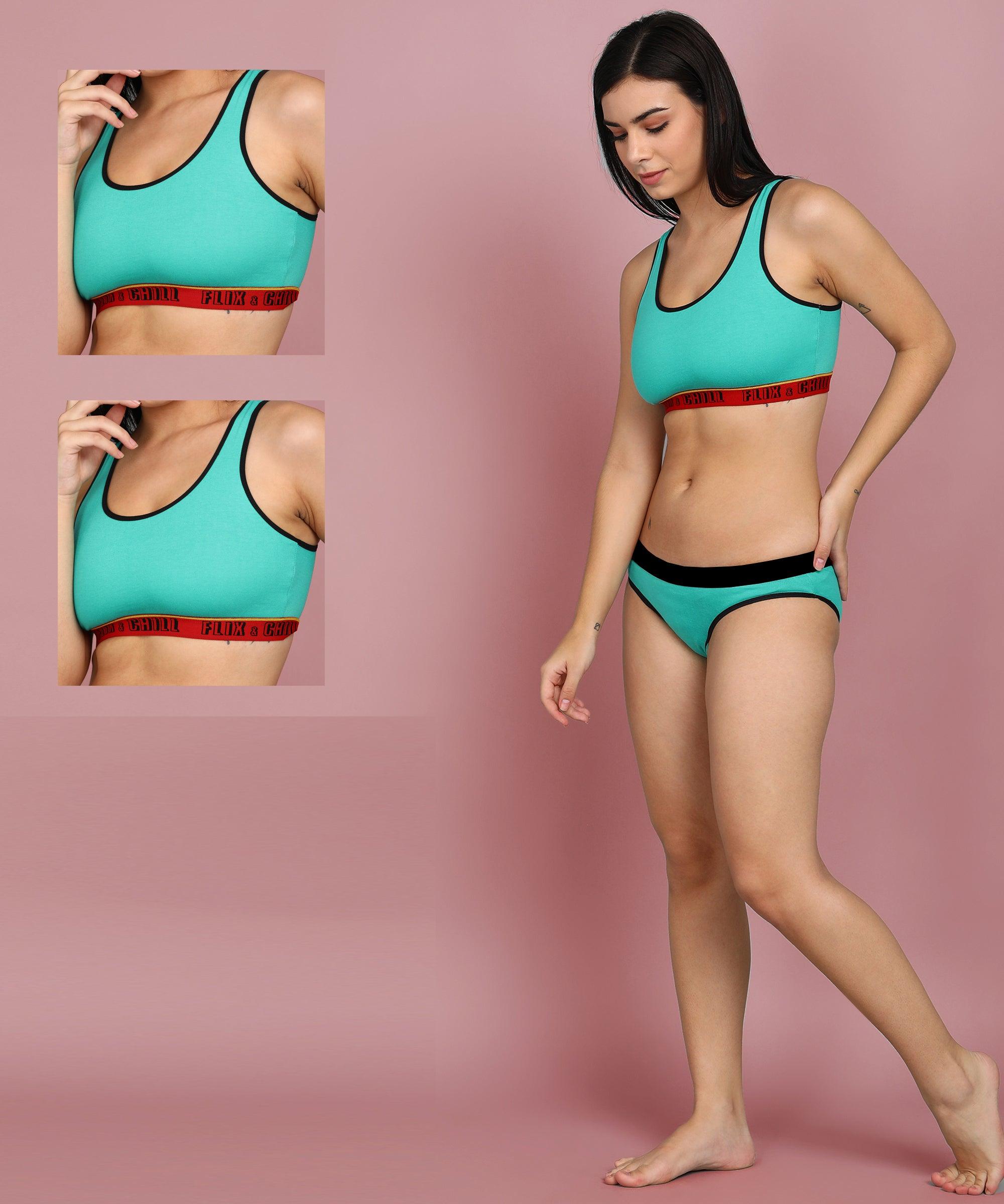 Womens Non Padded FLIXCHILL Combo Sports Bra (Pack of 2) - Young Trendz