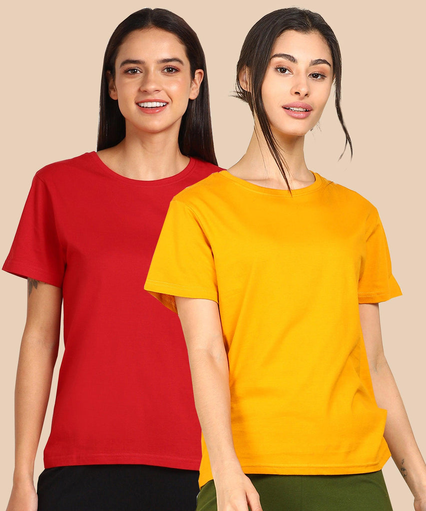Womens Regular Fit Combo Plain Tshirt - Young Trendz