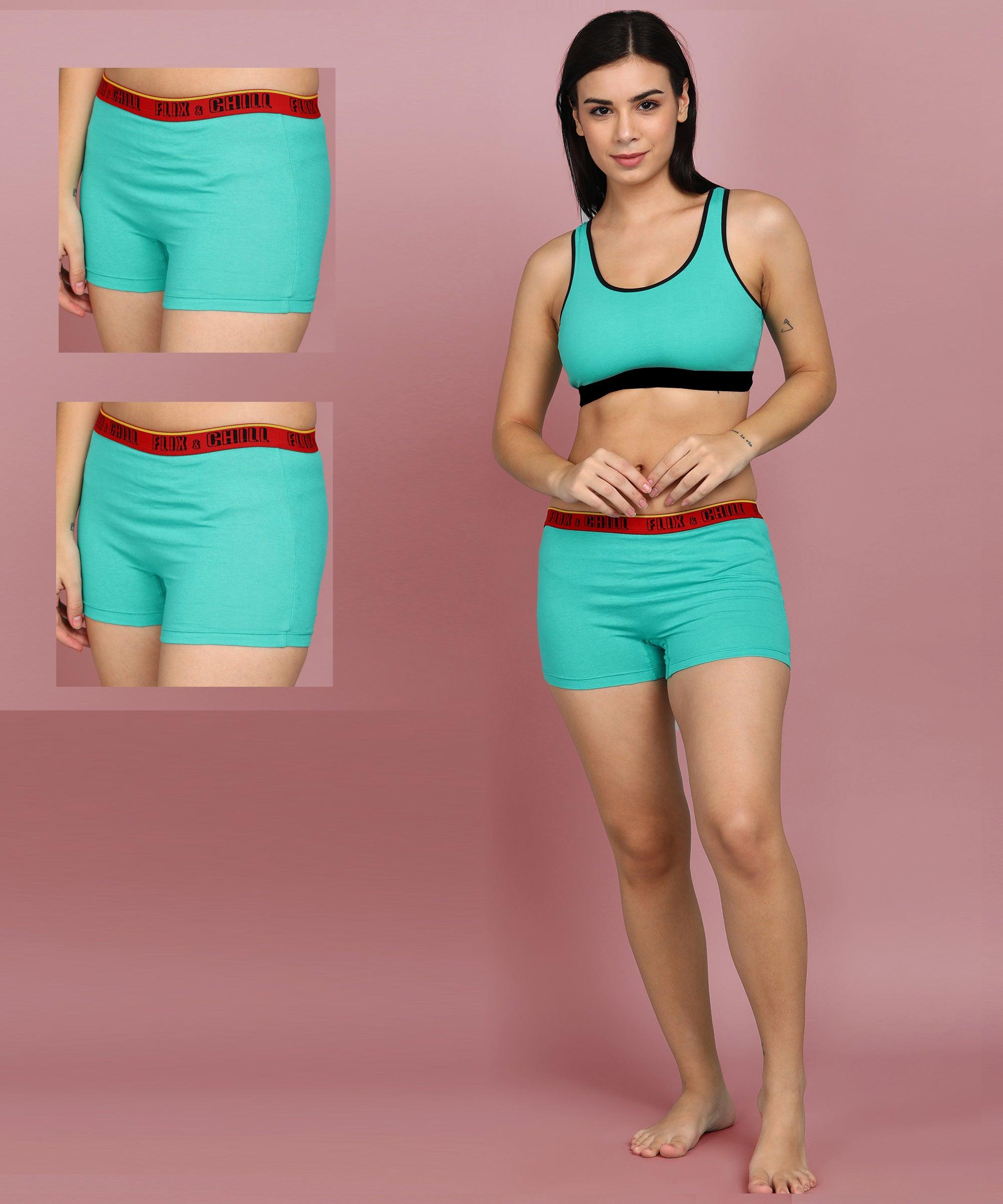 Womens FLIXCHILL Boys Shorts 2Combo (Mint Green) - Young Trendz