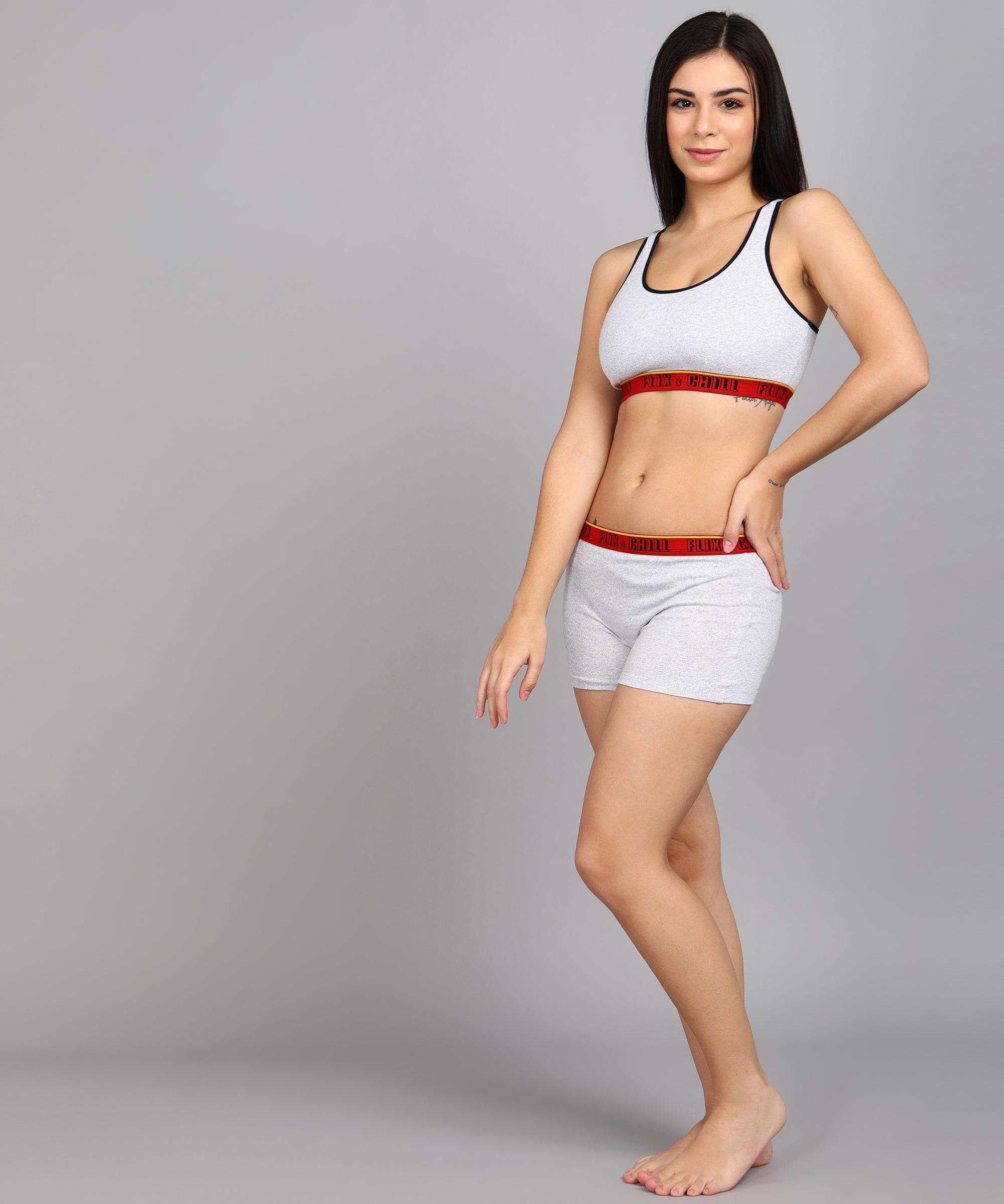 Womens Non Padded FLIXCHILL Combo Boys Shorts White Melange (Pack of 3) - Young Trendz