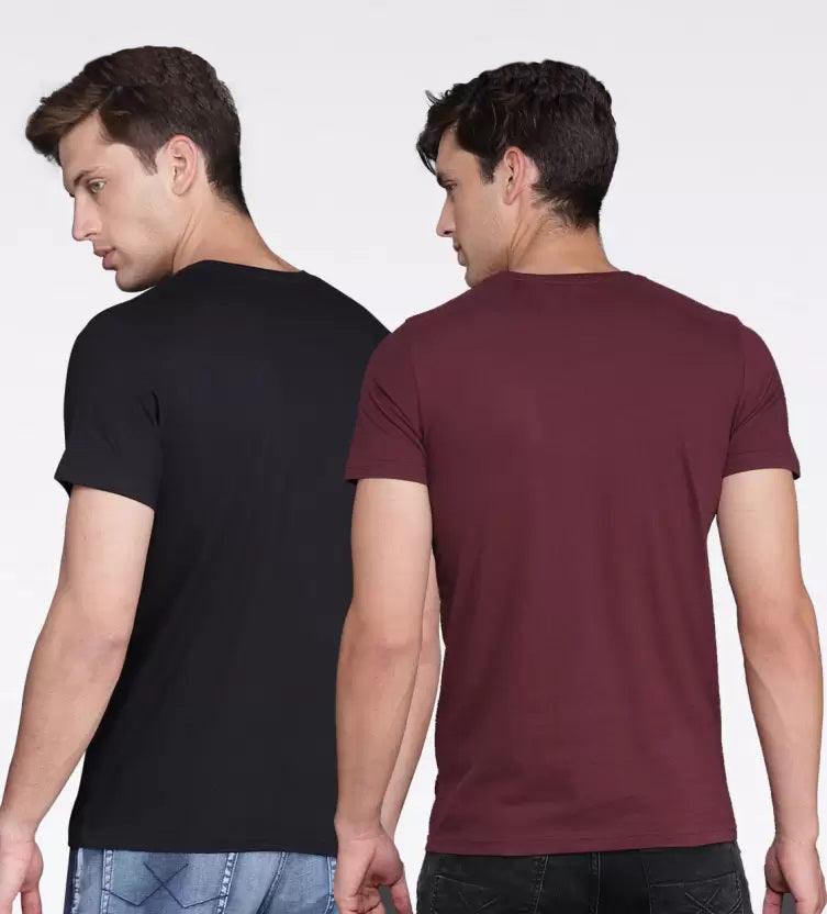 Young Trendz Mens Printed round neck Halfsleeve tshirt ( BLACK & MAROON) - Young Trendz