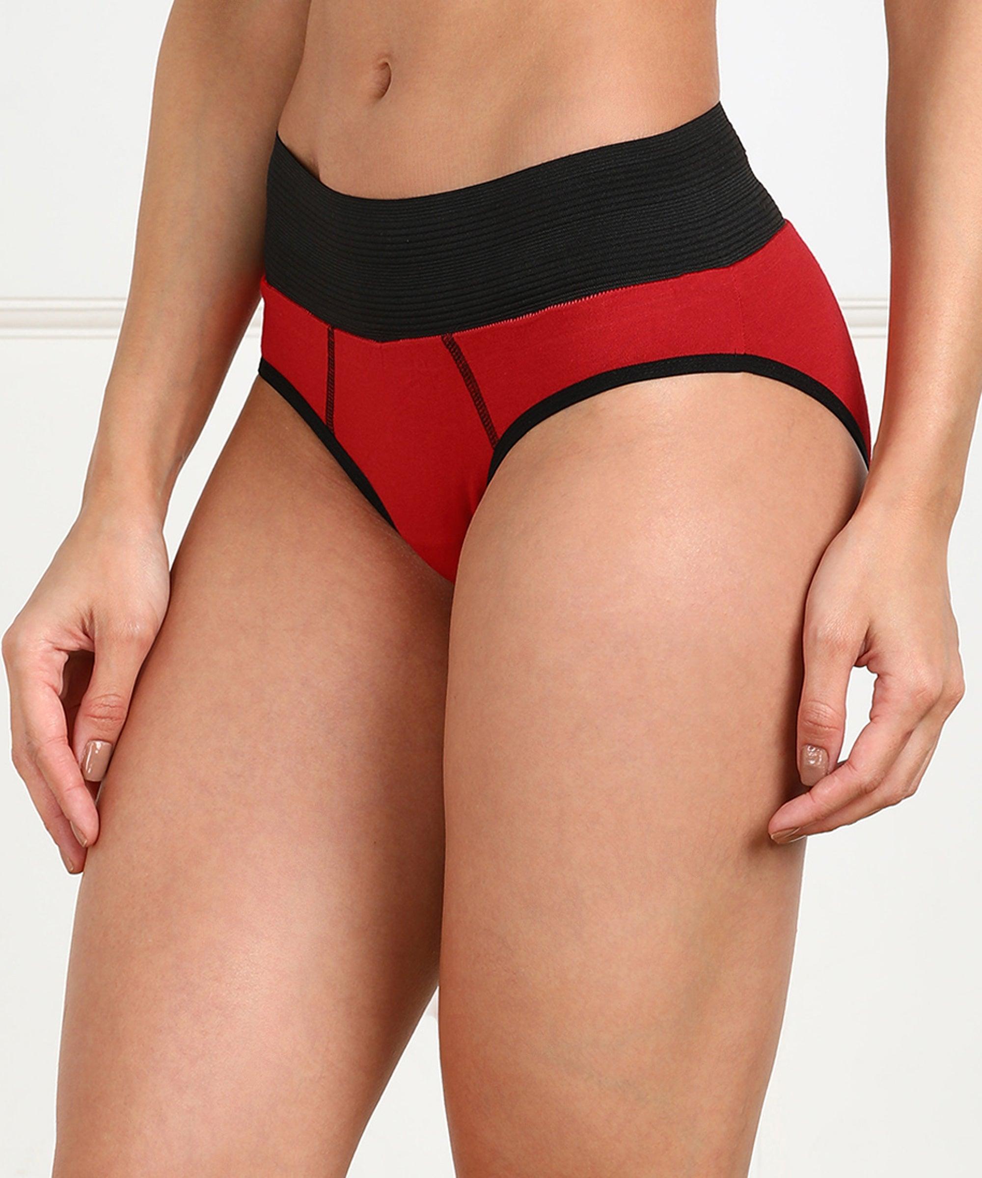 Young Trendz Women High Waist Hipster Red Panty - Organic Cotton - Young Trendz