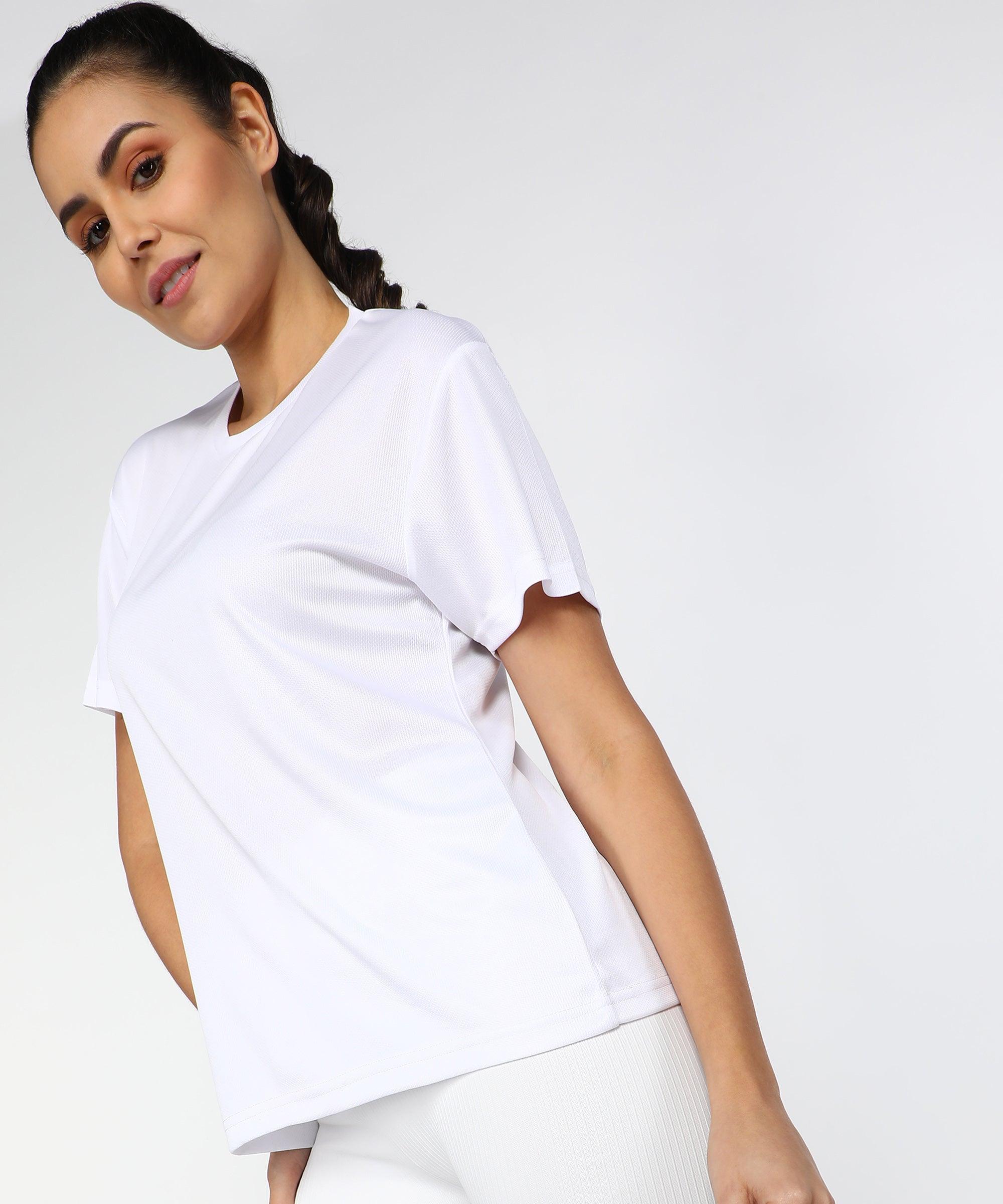 Womens Dry-Fit Sports T.shirt (White) - Young Trendz