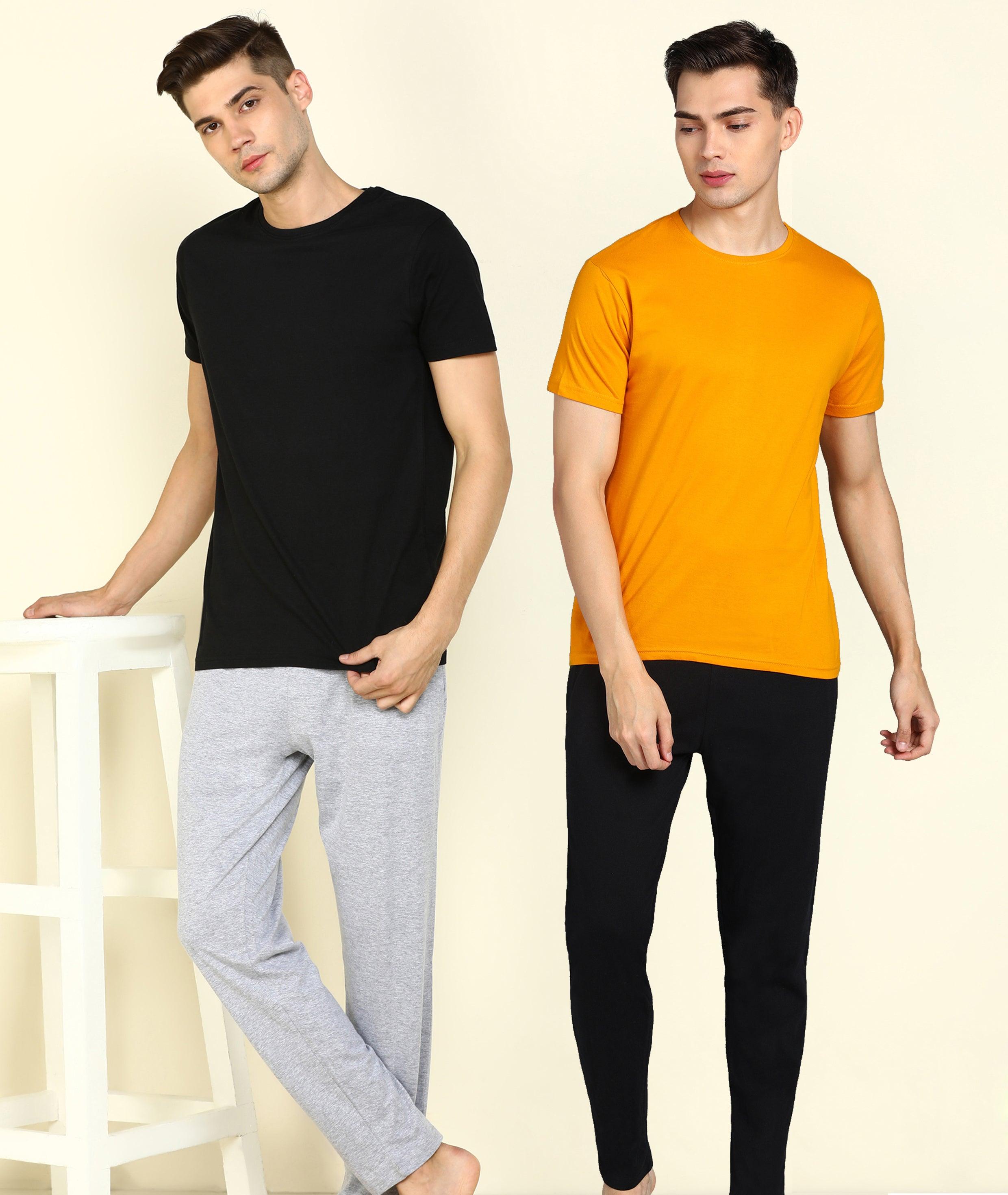 Mens Multicolours Combo T.Shirt & Pyjama Set - Young Trendz