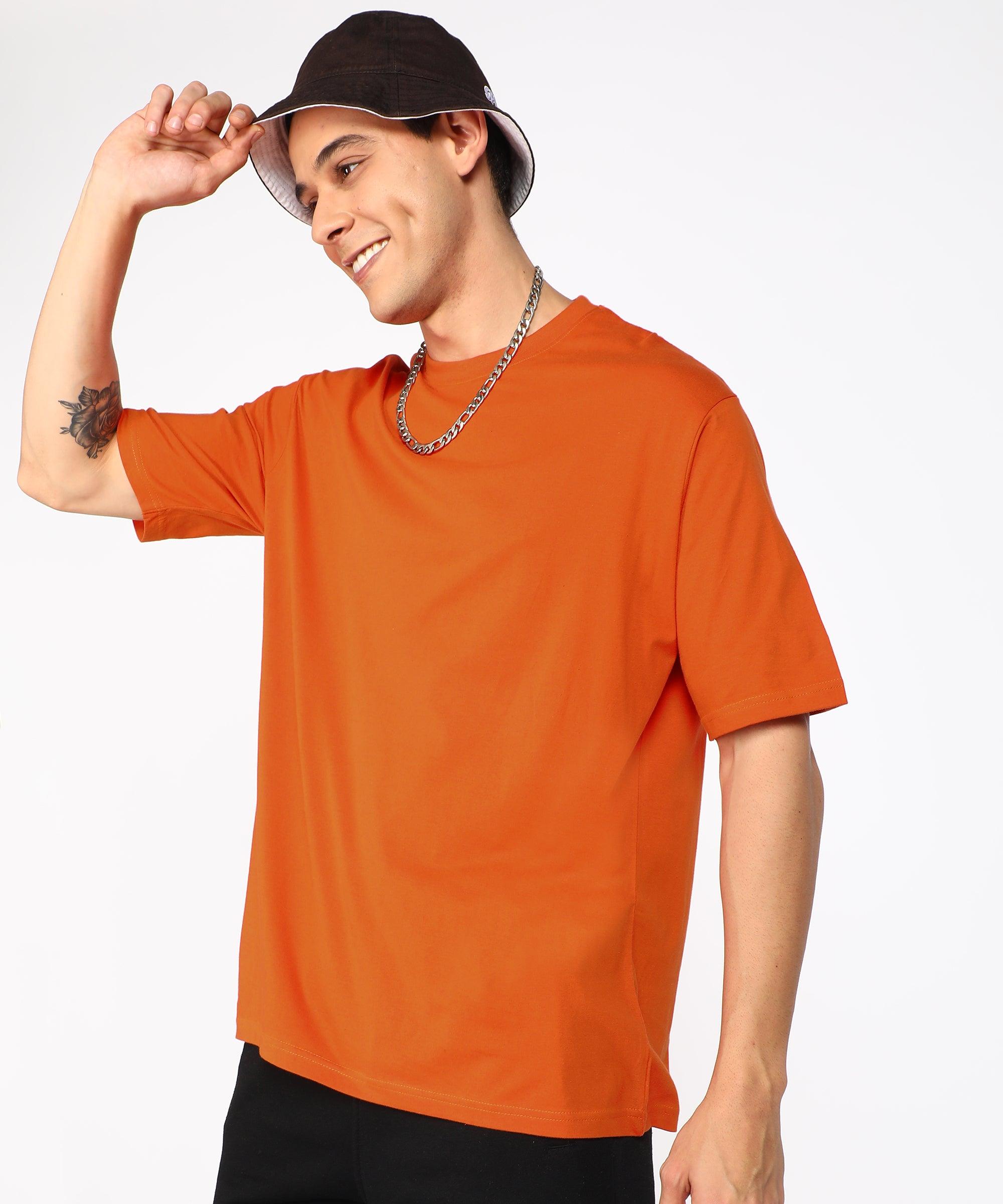 Solid Mens Oversize Tshirt Solid Men Round Neck Rustic Brown T-Shirt - Young Trendz