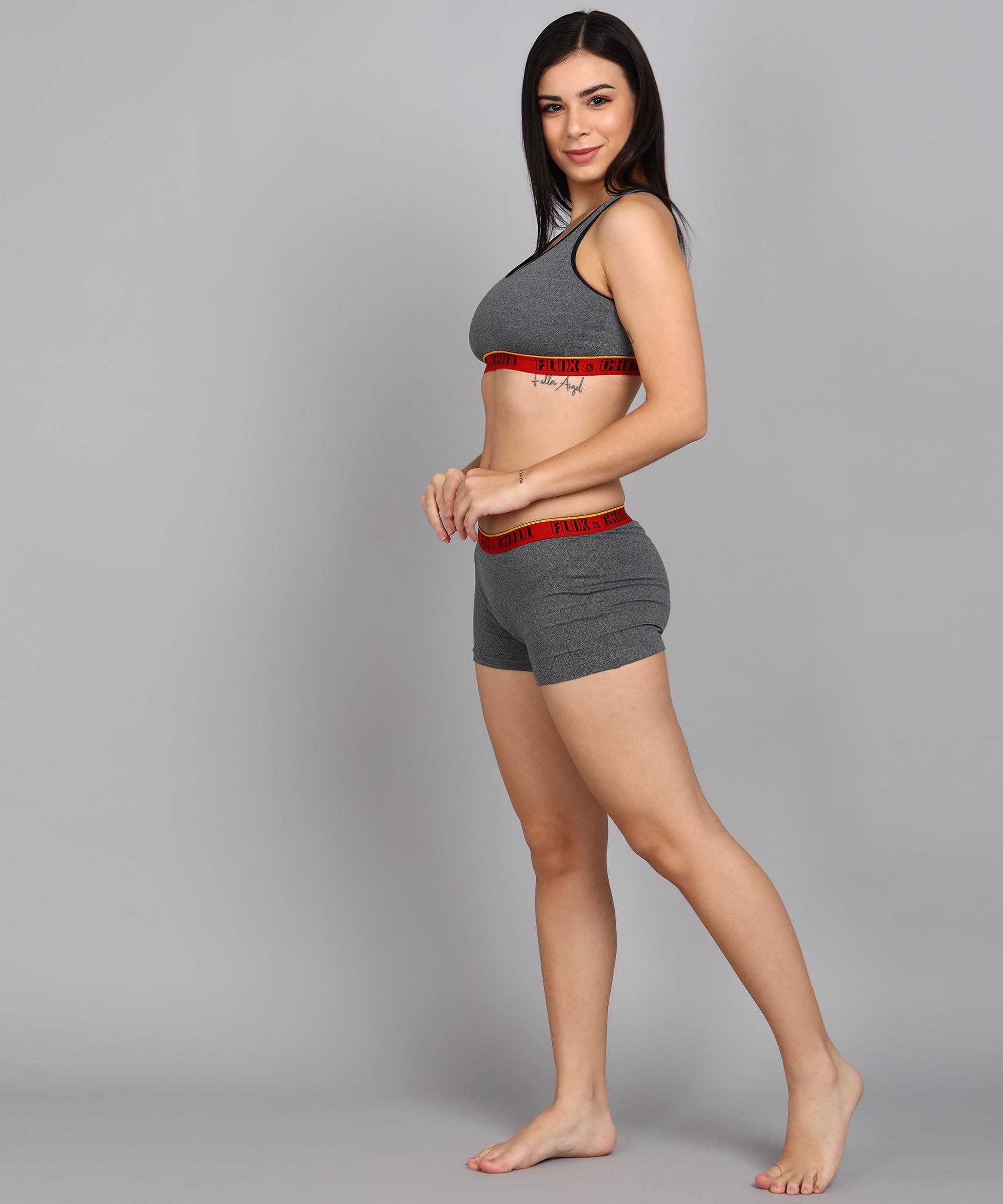 Womens Non Padded FLIXCHILL Combo Boys Shorts Grey Melange (Pack of 3) - Young Trendz