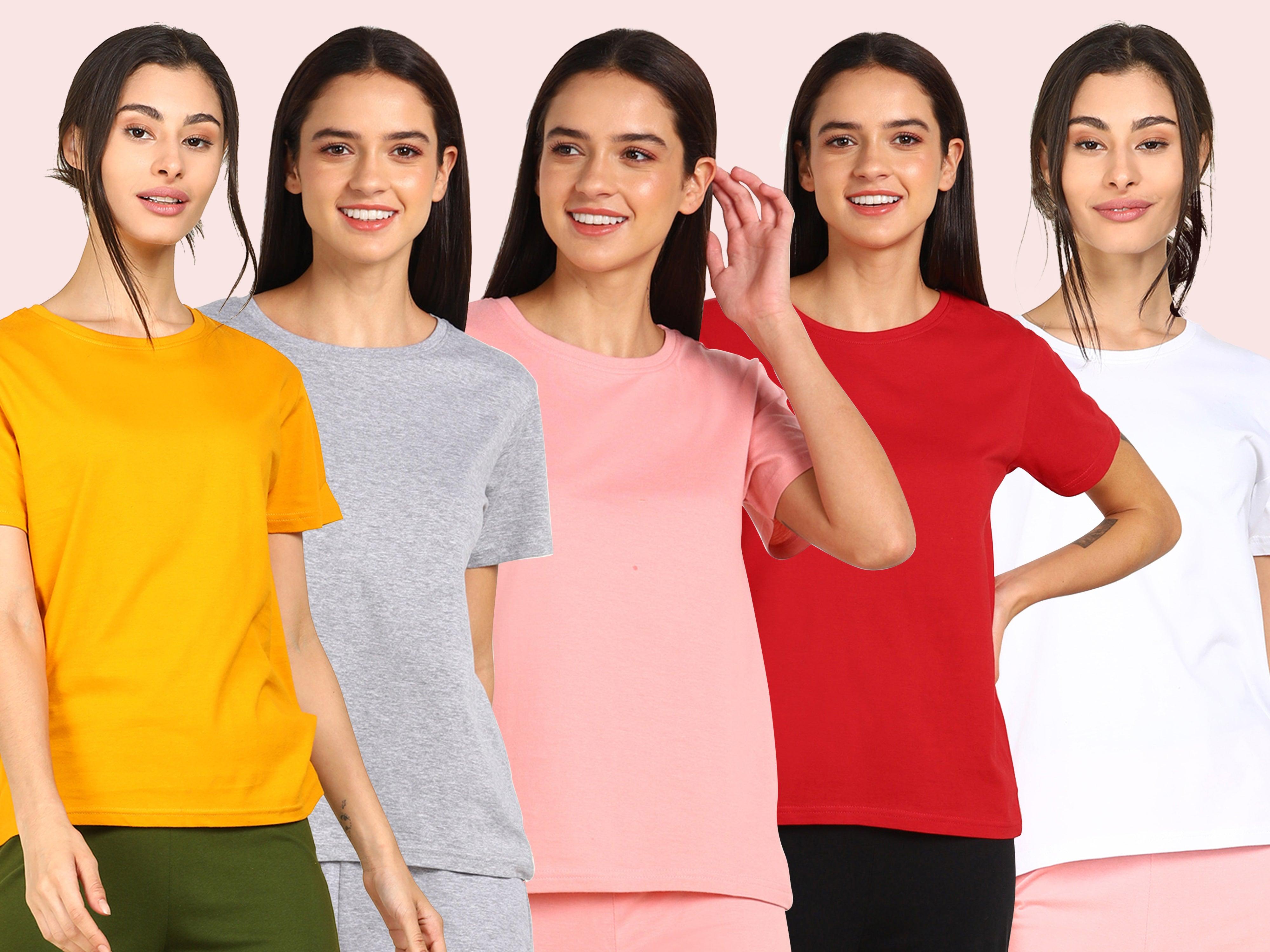 Young Trendz Womens Regular Fit Combo Solid Tshirt - Young Trendz