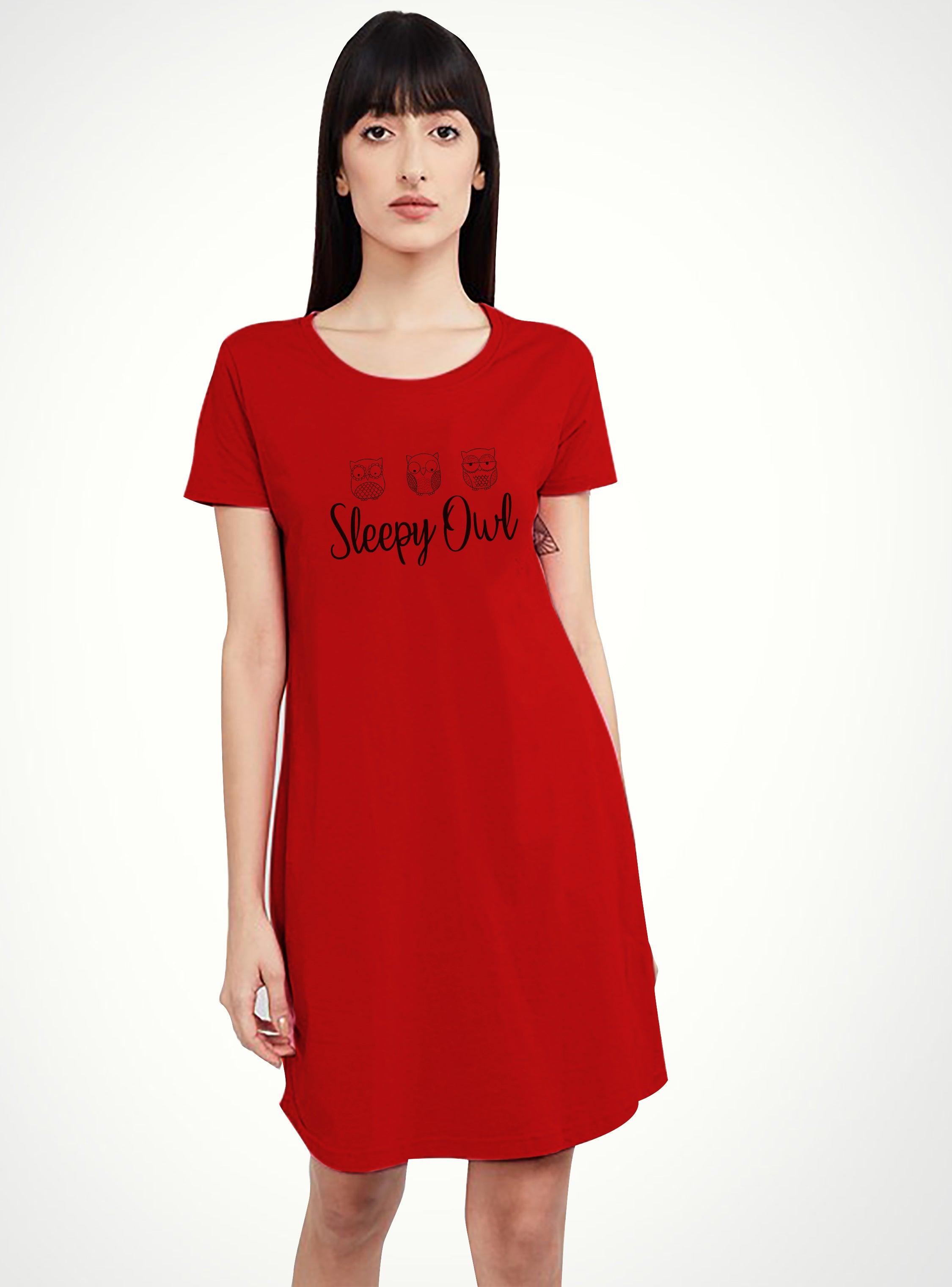 Womens Printed Half sleeve Night Dress - Young Trendz