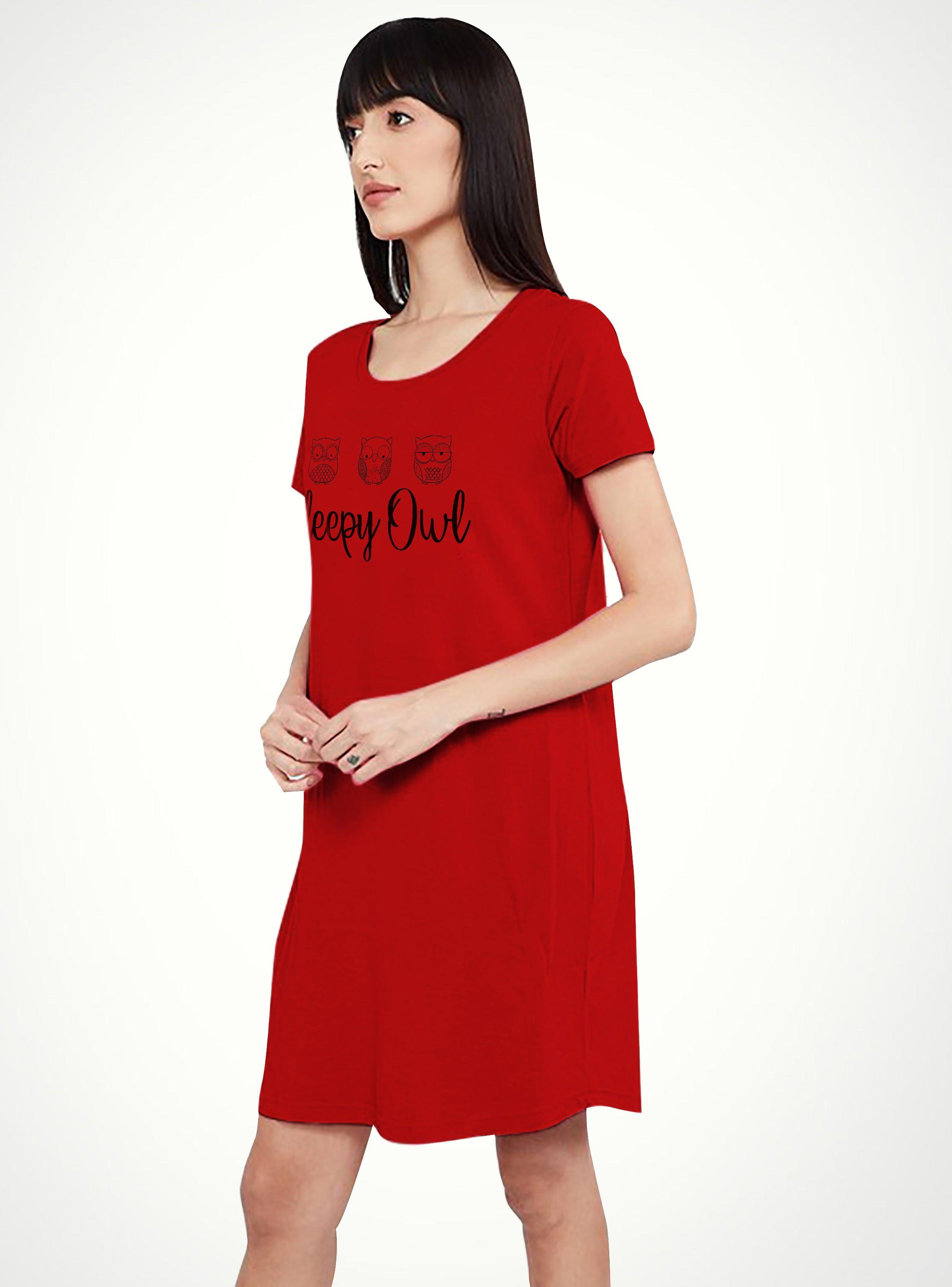 Womens Printed Half sleeve Night Dress - Young Trendz