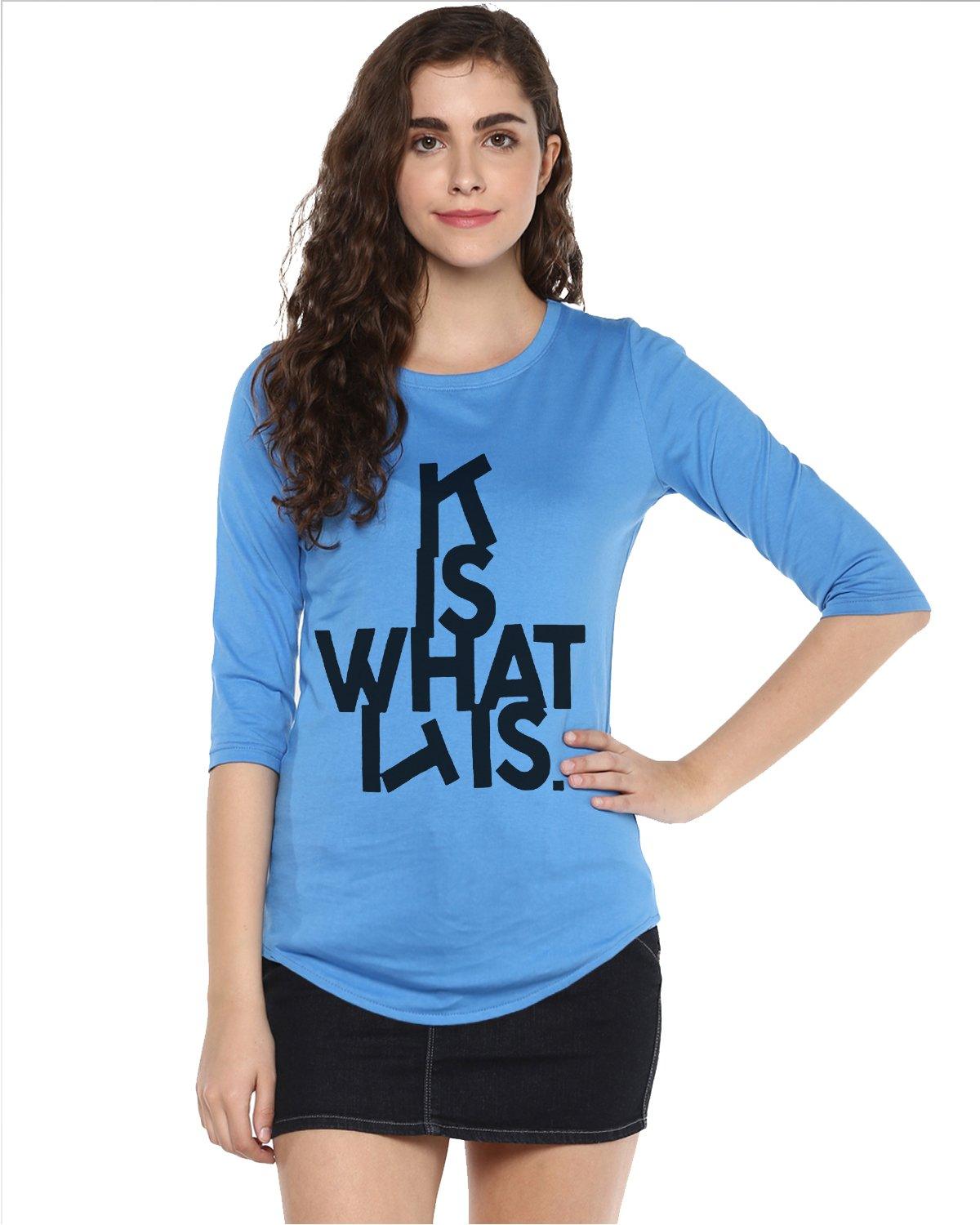 Womens 34U ITIS Printed Sblue Color Tshirts - Young Trendz
