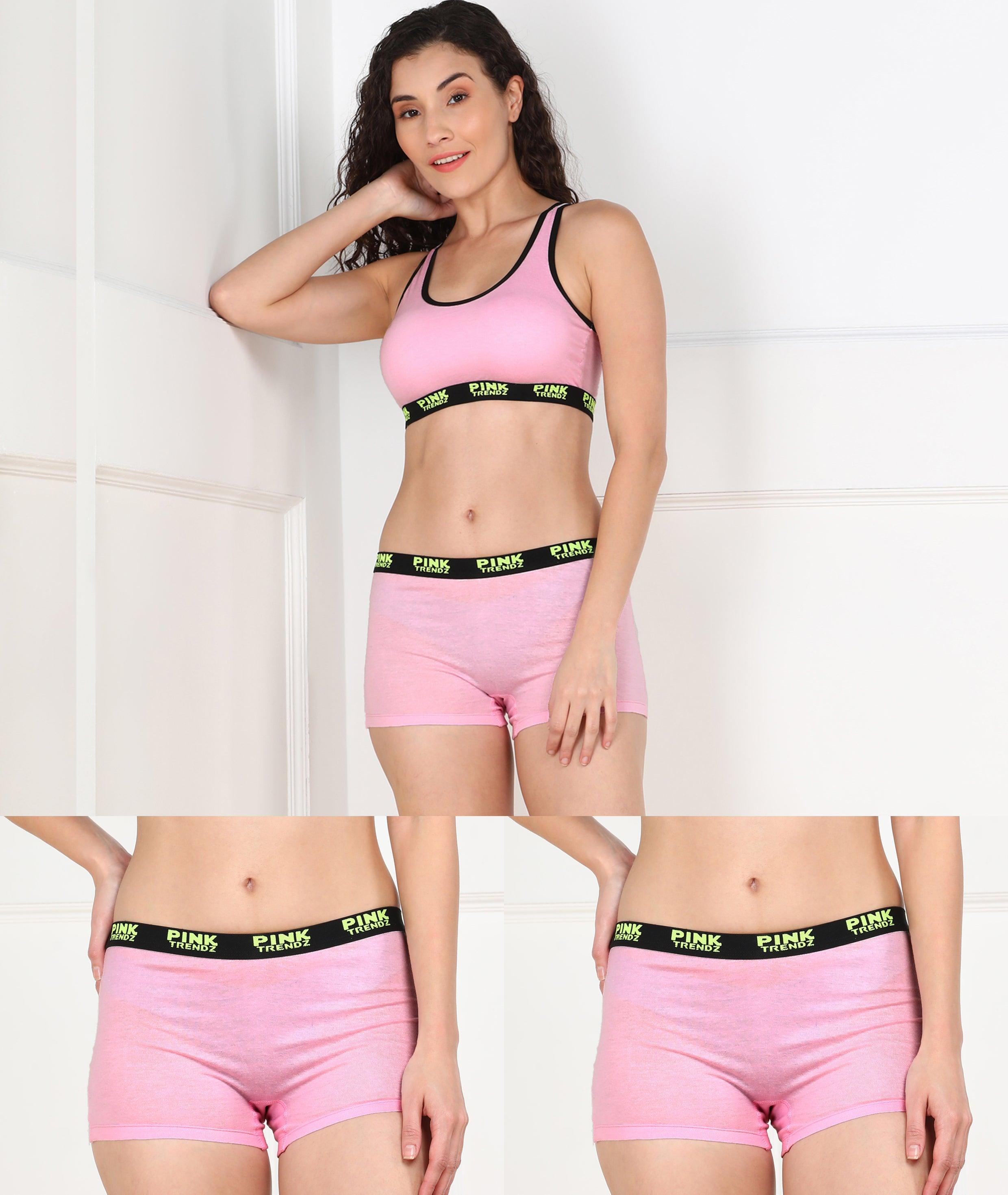 Young Trendz Womens Pink Trendz Combo Boyshorts - Young Trendz