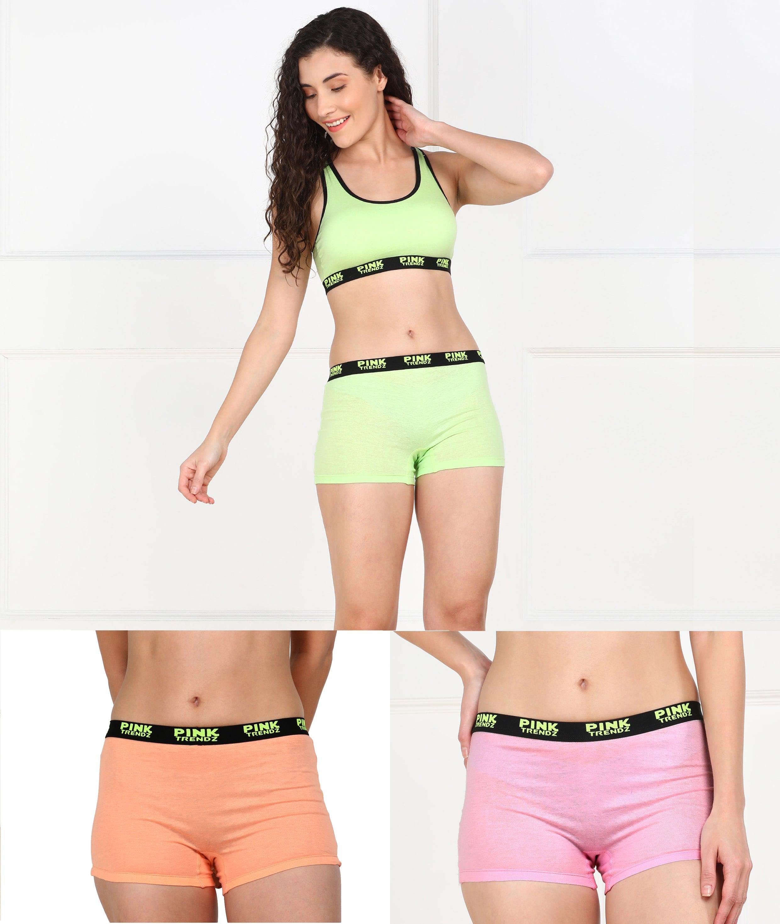 Young Trendz Womens Pink Trendz Combo Boyshorts - Young Trendz