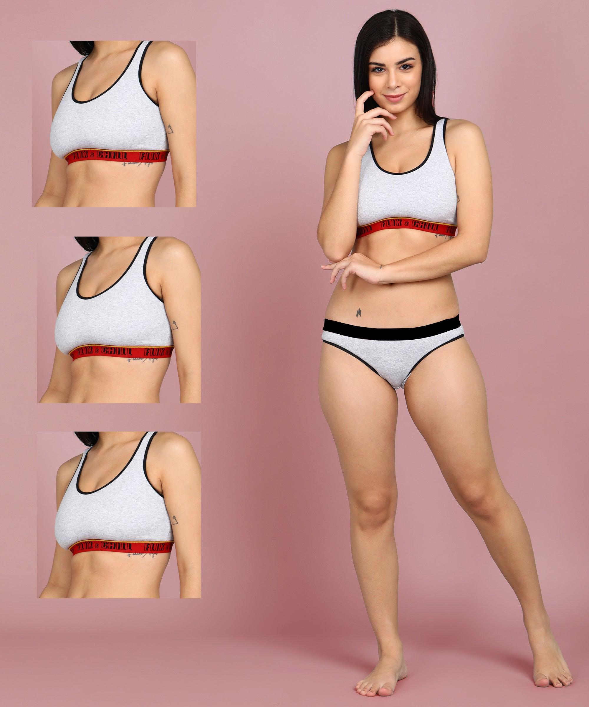 Womens Non Padded FLIXCHILL Combo Sports Bra (Pack of 3) - Young Trendz