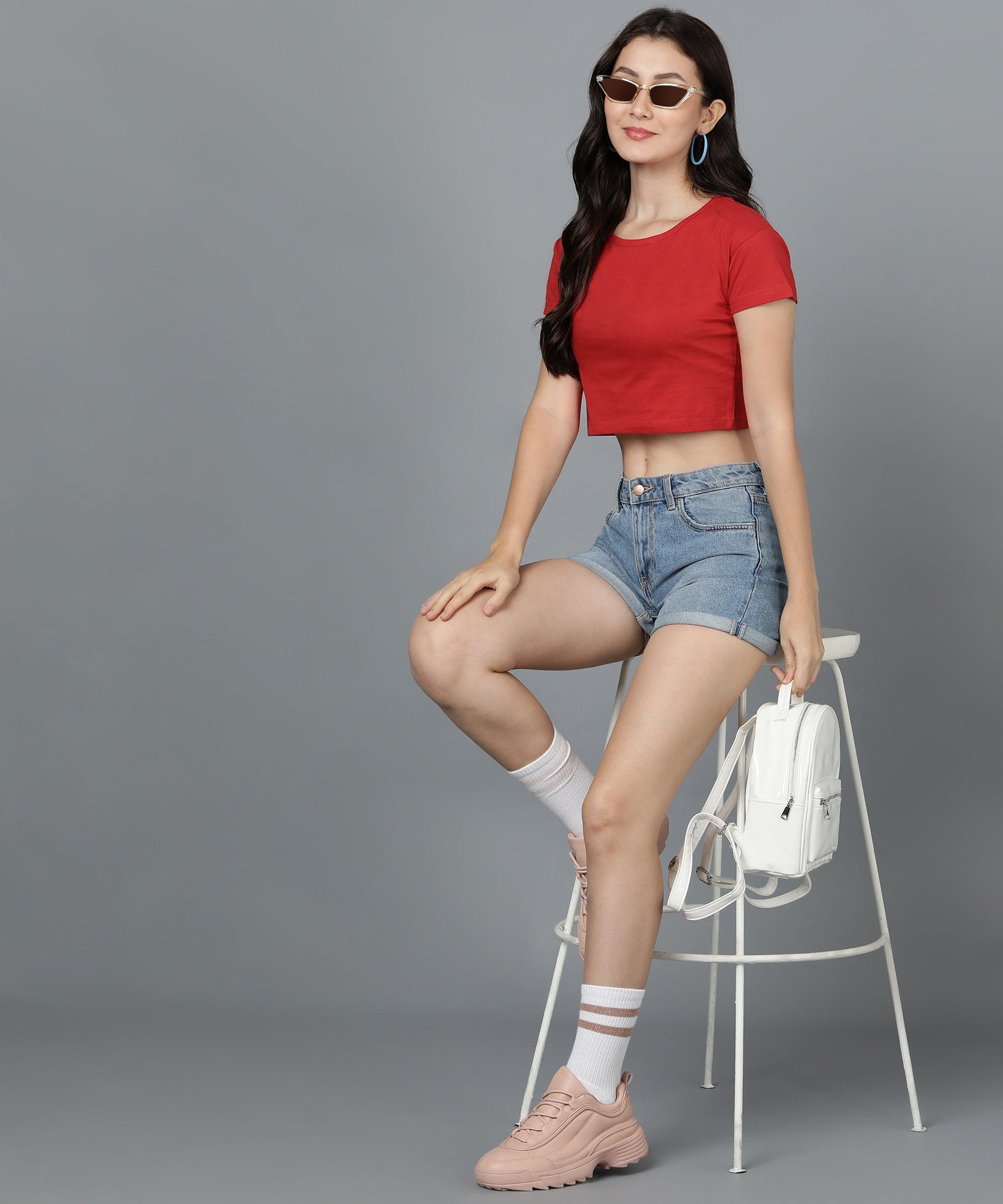 Young trendz Women's Casual Half Sleeve Crop Top (Pack Of 2) - Young Trendz