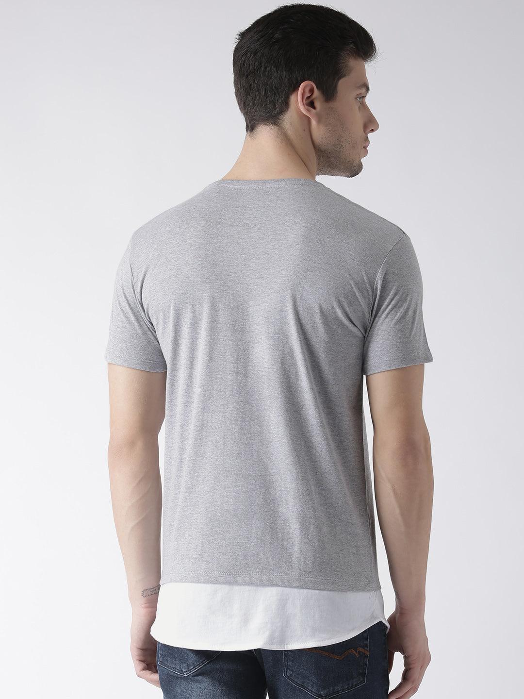 Mens Halfsleeve Layer Round hem Combo Solid Tshirts - Young Trendz