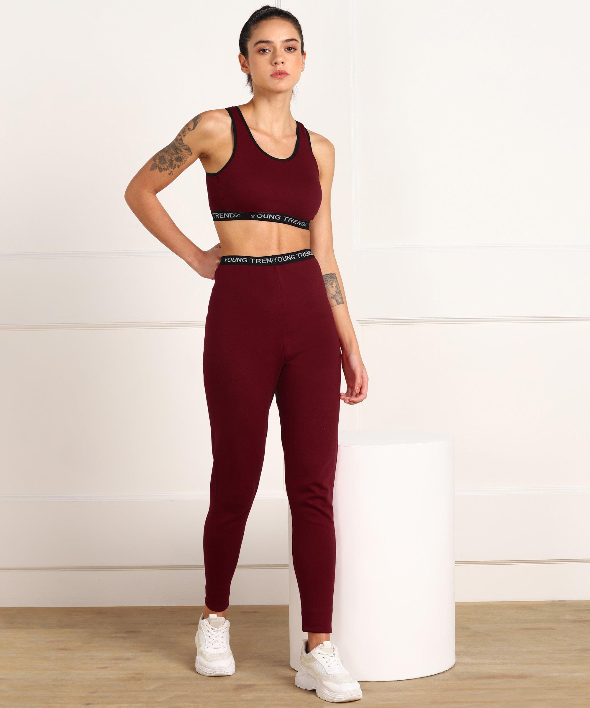 Young Trendz Womens Active Co-Ord Set (Maroon)