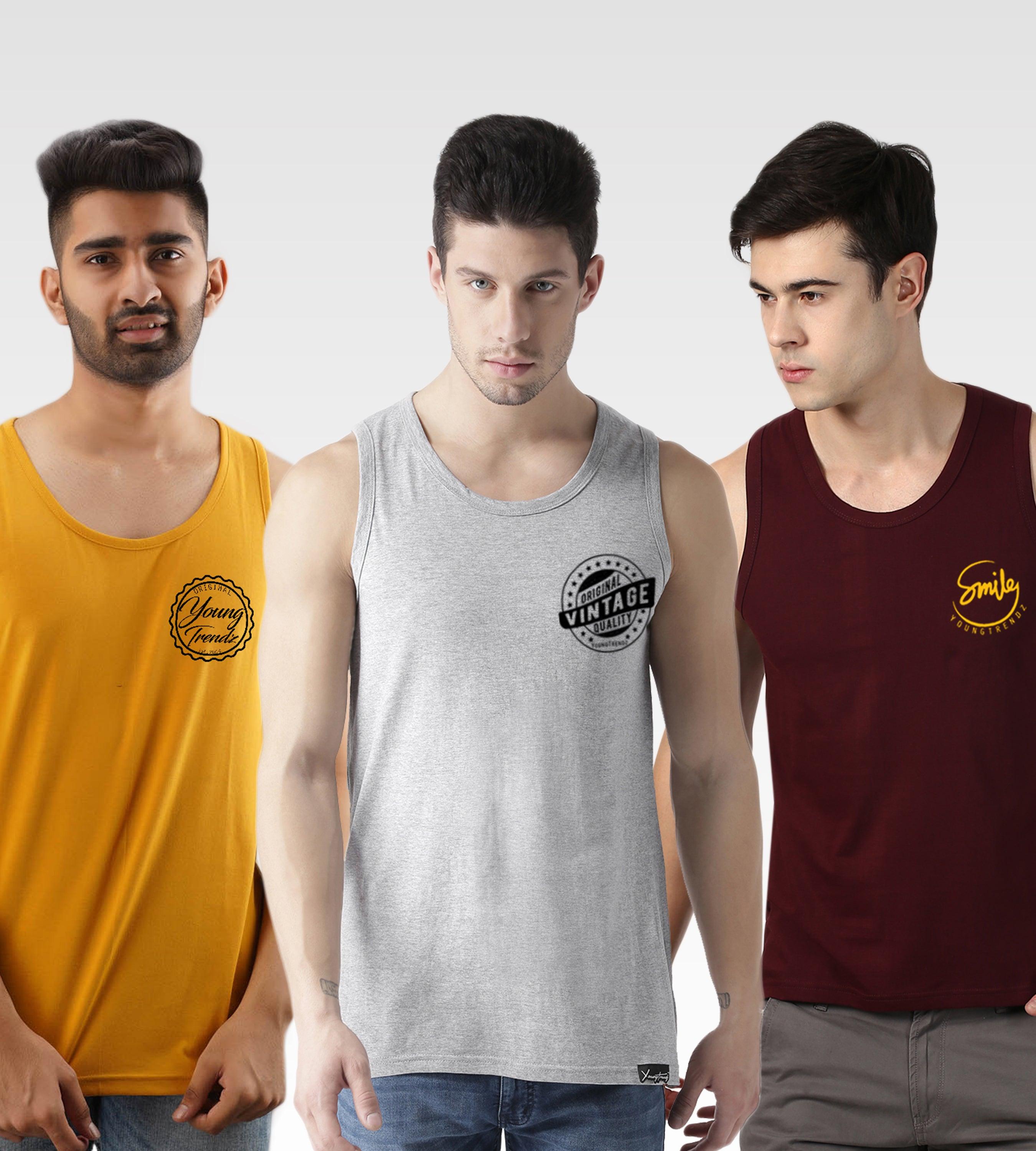 Mens Printed Sleeveless Combo Tshirt - Young Trendz