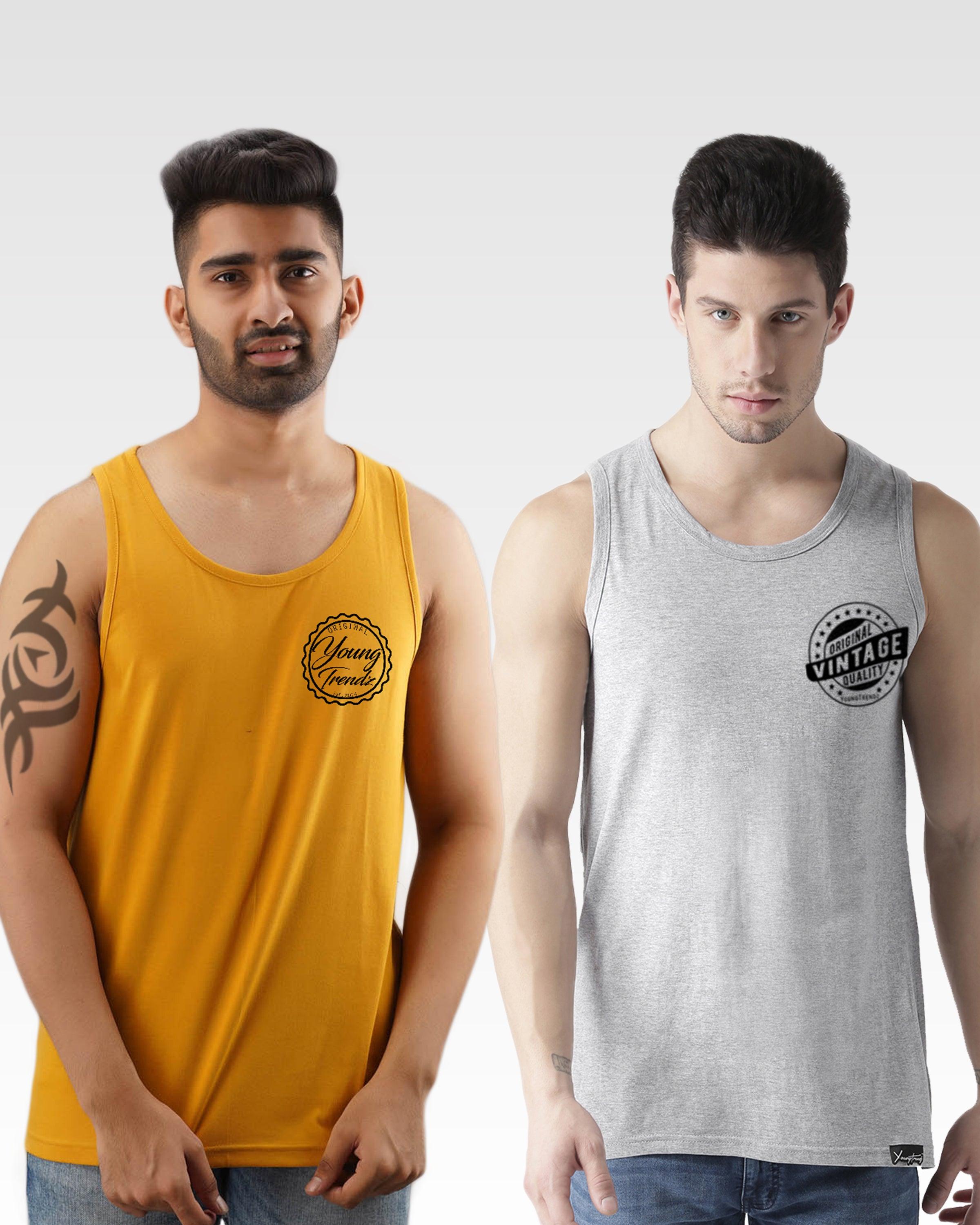 Mens Printed Sleeveless Combo Tshirt - Young Trendz