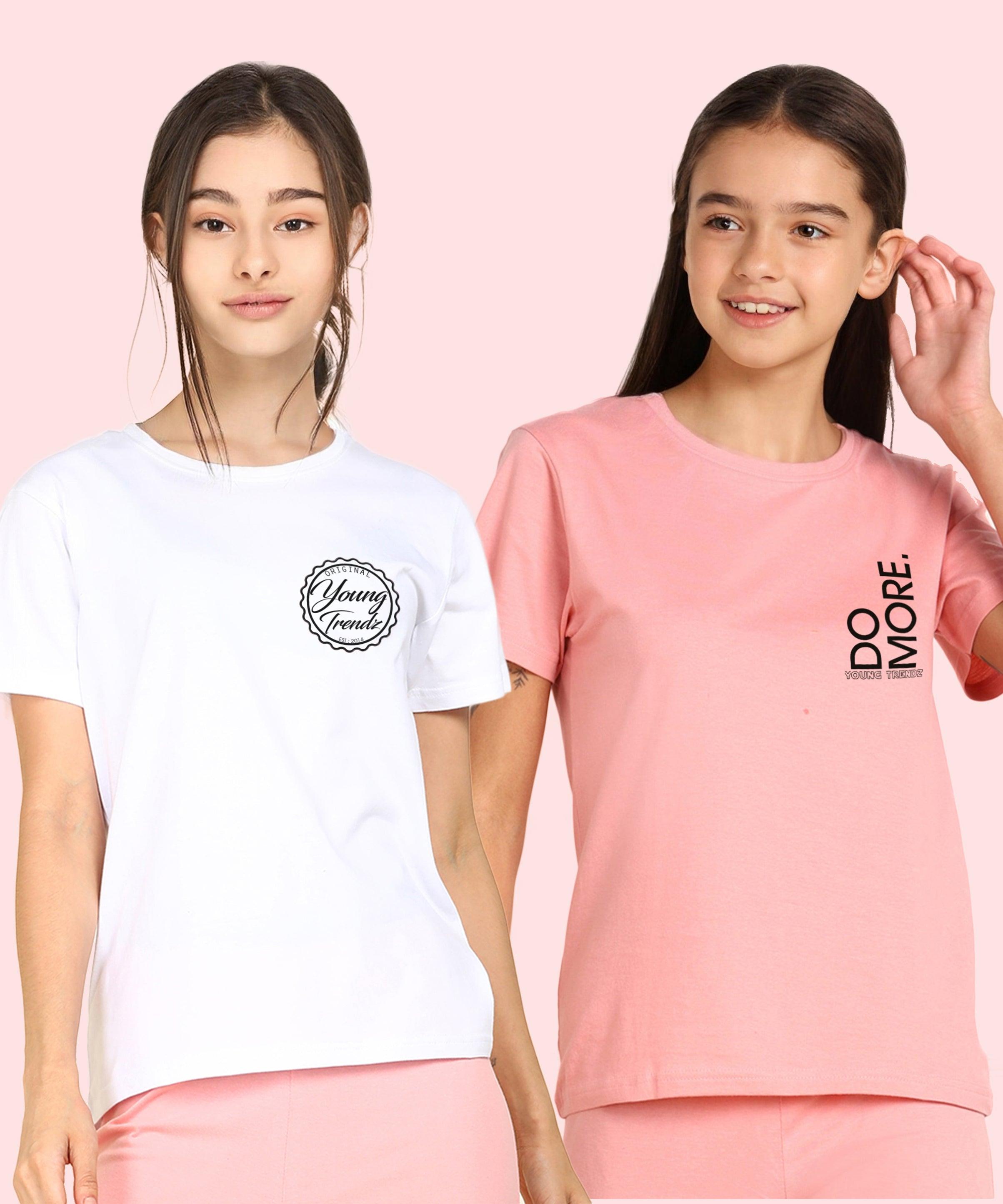 Young Trendz Girls Regular Fit Combo Printed Tshirt (Pack of 2) - Young Trendz