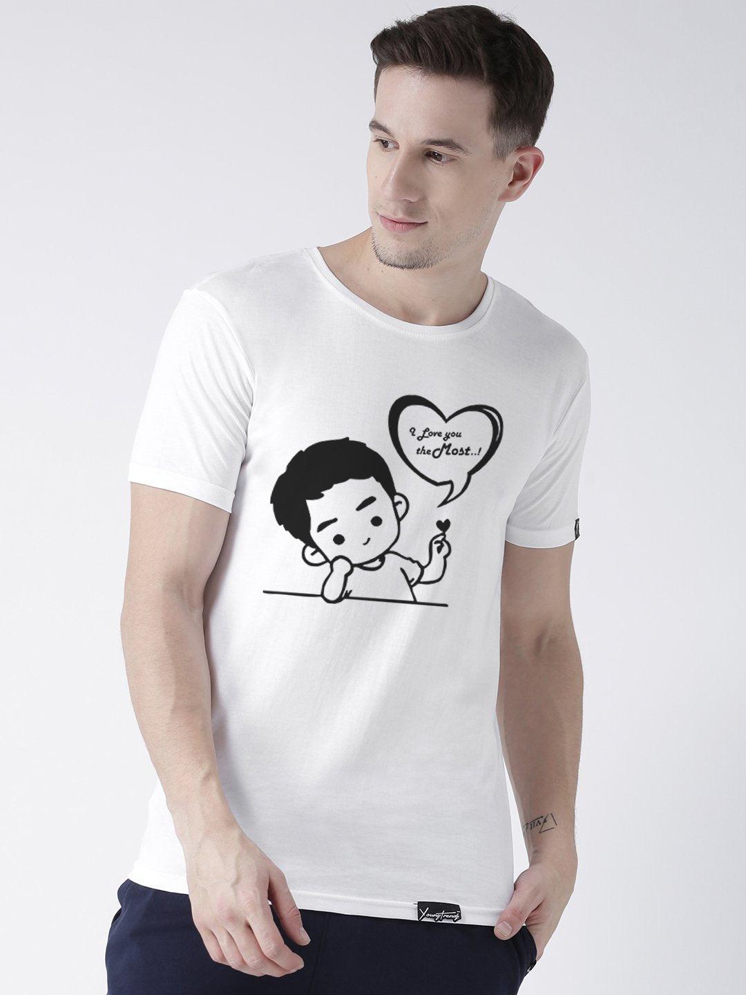 Love you Printed White(Men) Red(Women) Color Printed Couple Tshirts - Young Trendz