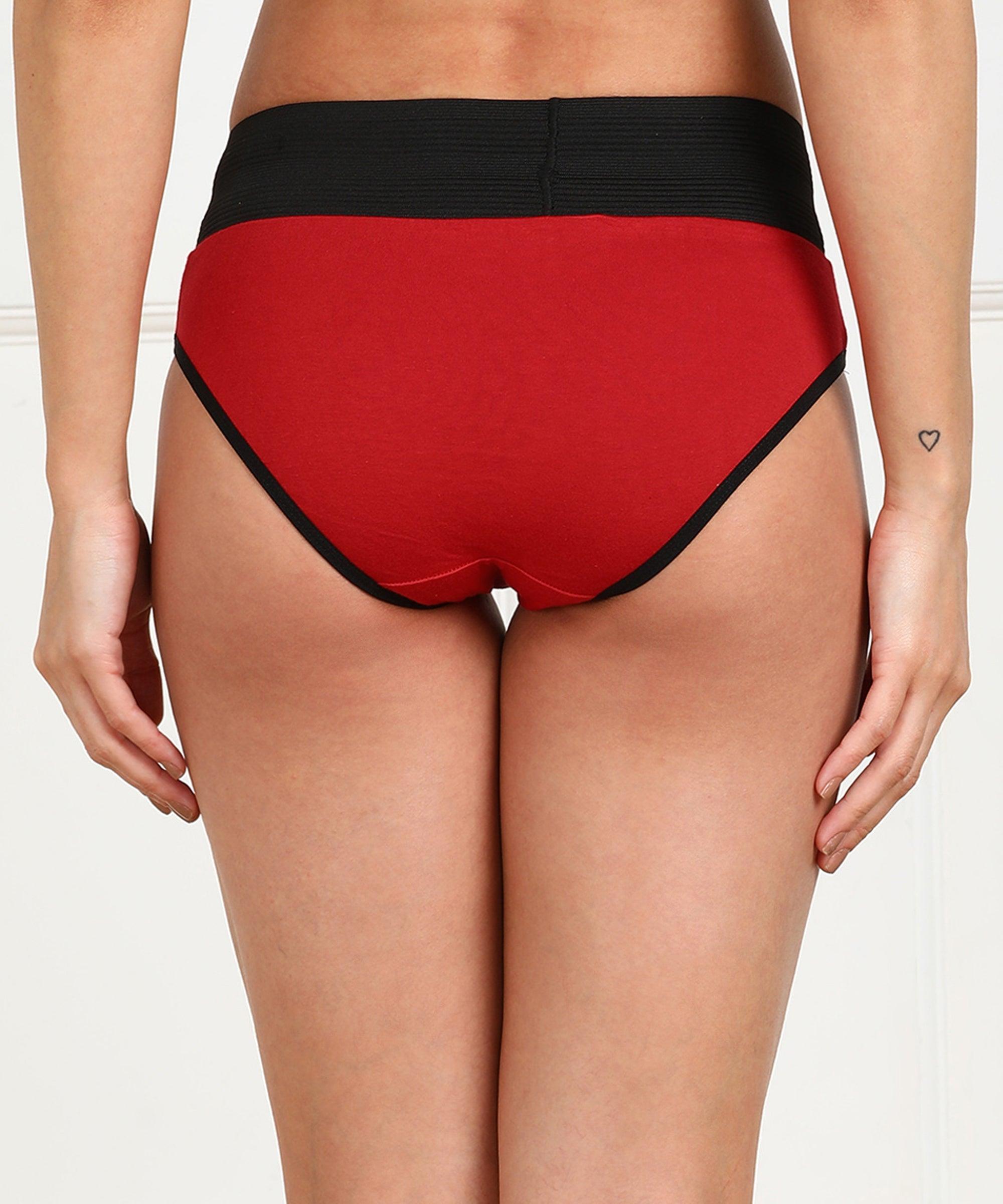 Young Trendz Women High Waist Hipster Red Panty - Organic Cotton - Young Trendz