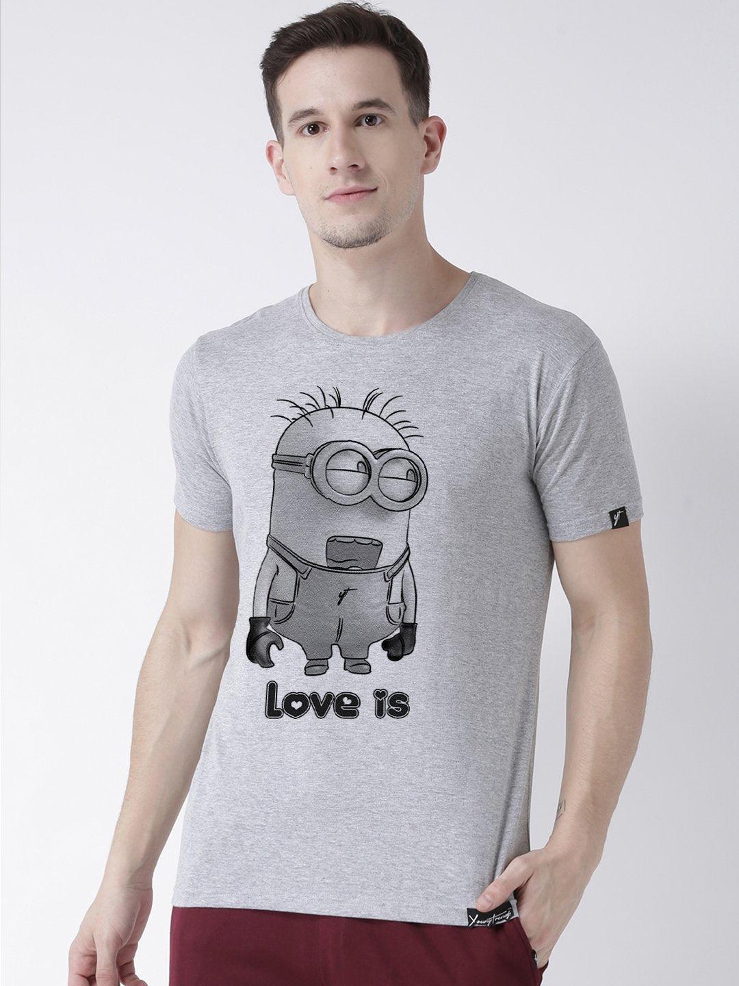 Minions Printed Grey(Men) Red(Women) Color Printed Couple Tshirts - Young Trendz