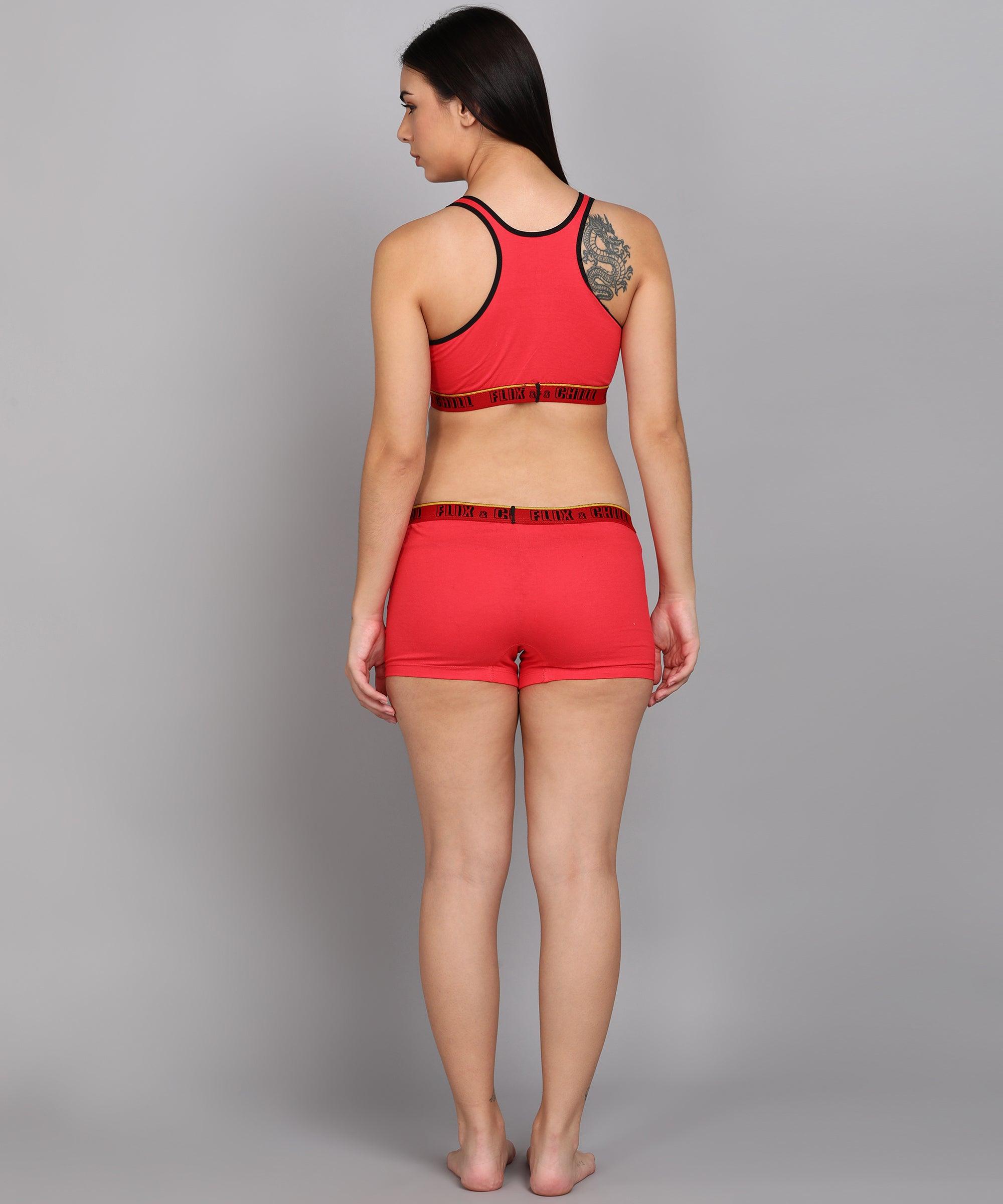 Womens FLIXCHILL Boys Shorts 3Combo (Tomato Red) - Young Trendz