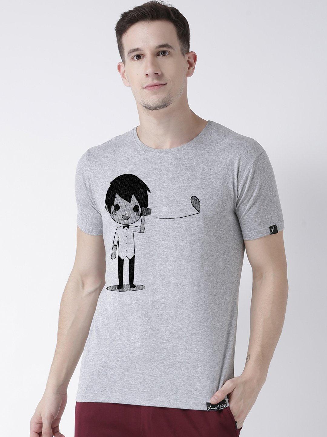 Phone Printed Grey(Men) Red(Women) Color Printed Couple Tshirts - Young Trendz
