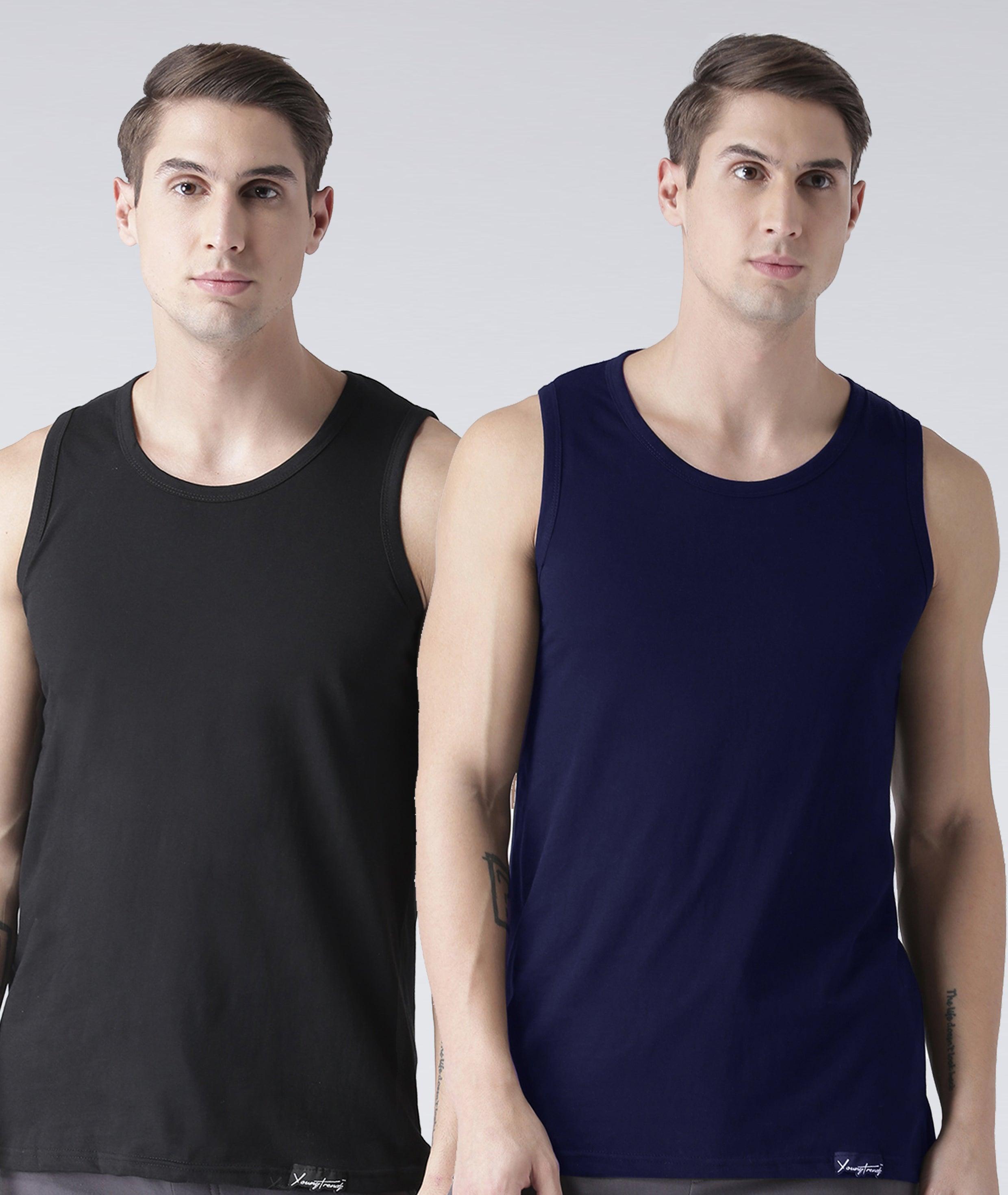 Mens Plain Sleeveless Combo Tshirt - Young Trendz