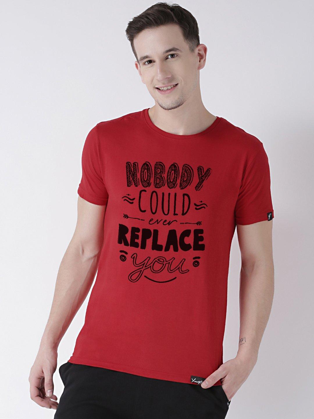 Nobody Printed Red(Men) Grey(Women) Color Printed Couple Tshirts - Young Trendz